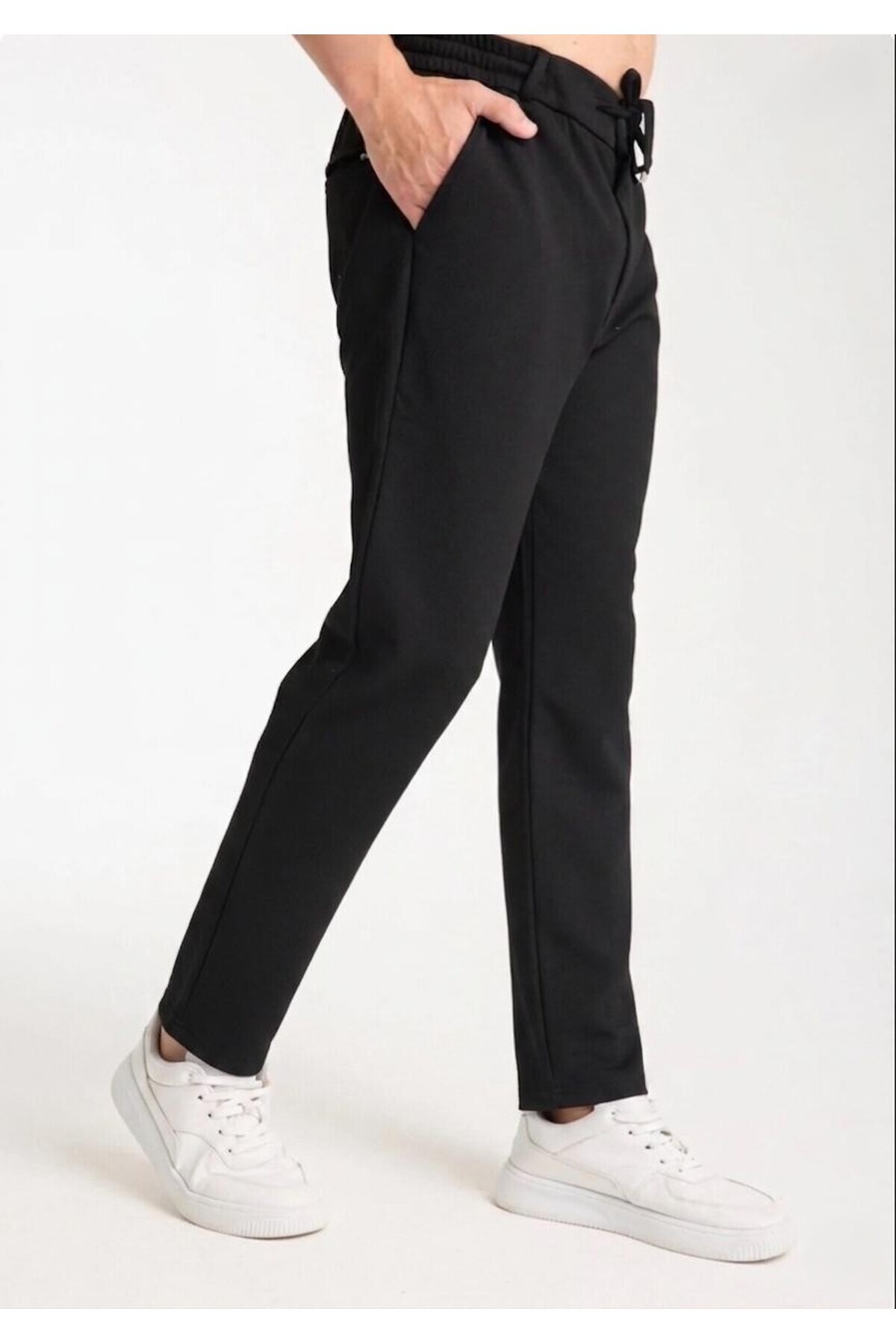 AURA GİYİM Erkek Pantolon Bel Lastikli Likralı Düz Paça Jogger görsel 3