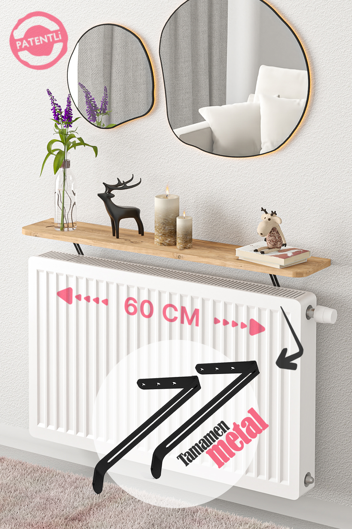 Honeycomb Flying Rack Dresuar Heating Core Rack Bookshelf 60 X 18 Cm Atlantic Pine Oval Cut