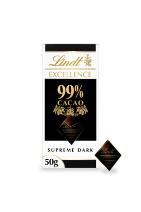 Lindt Şekersiz Bitter Çikolata 50 g – %99 Kakao Oranlı Yoğun Tatlısız Lezzet ...