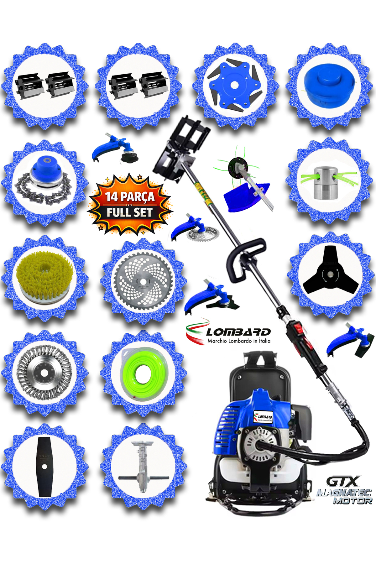 L-976 F1 Motor 10 In 1 Set Tread Type Weed Mower Scythe Soil Digging Acrobat Anchor Apparatus