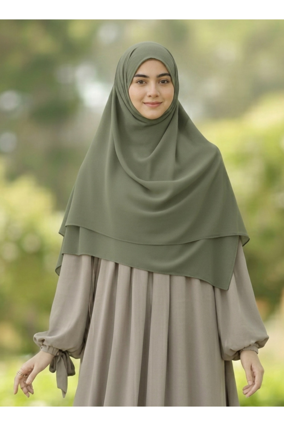 Hijab Egyptian Medina Silk Scarf 110x110 Mold Green