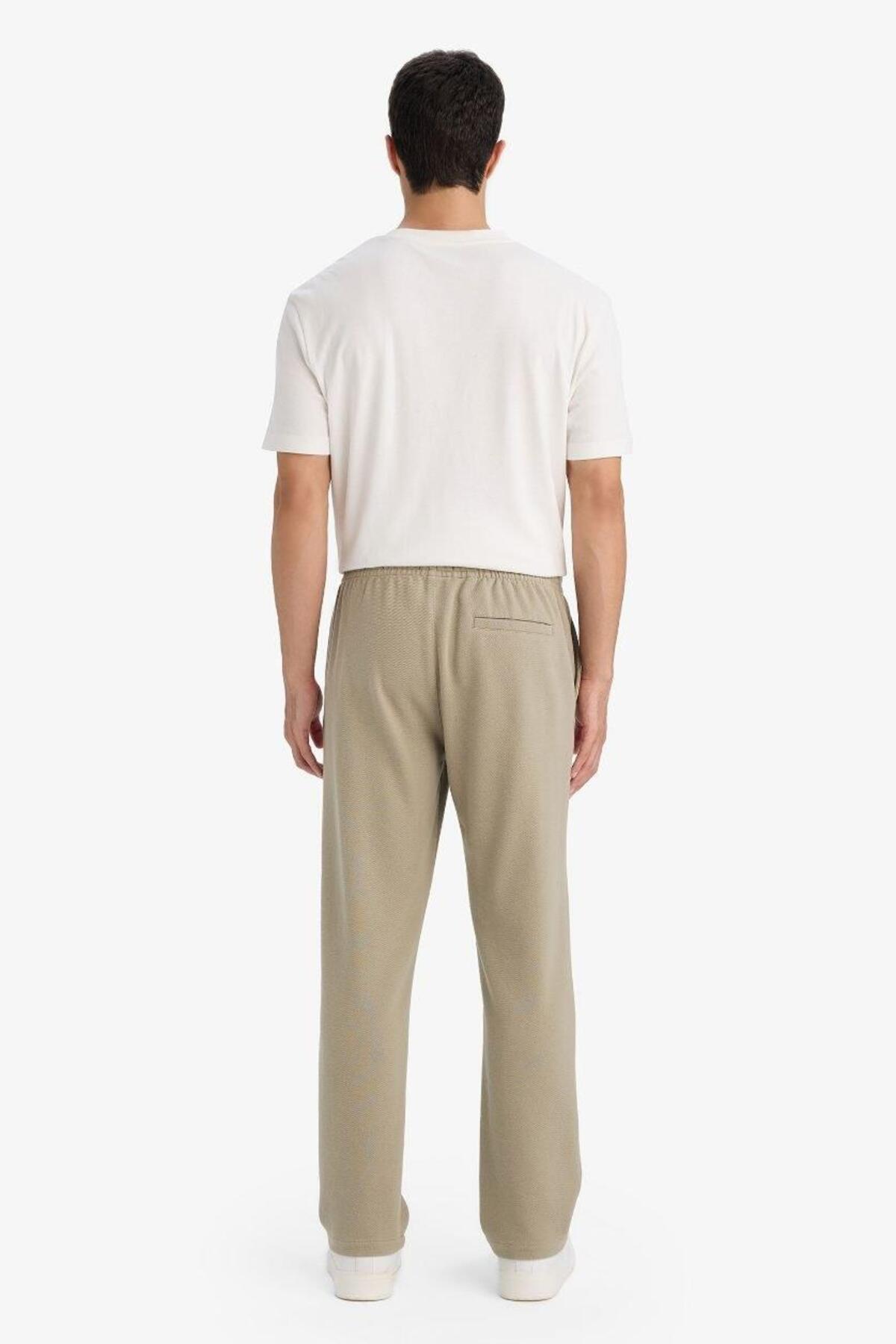 DeFacto Esnek Basic Beli Bağcıklı Cepli Düz Paça Jogger Pantolon C6022AX25SP görsel 5