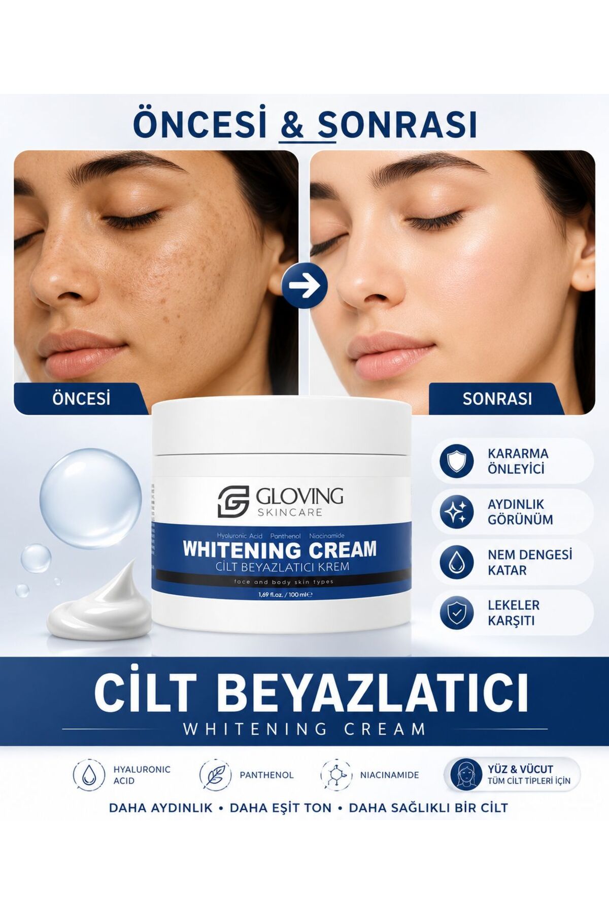 Glowingskıncare Koltuk Altı-diz-dirsek Ve Bikini Bölgesi Cilt Beyazlatıcı Krem 100 ml Skin Whitening Cream — 54656