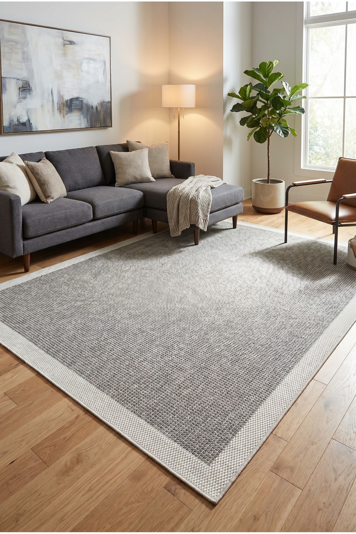 Bordered Sisal Carpet Stainproof Anti-Slip Base Machine Washable Sisal Carpet
