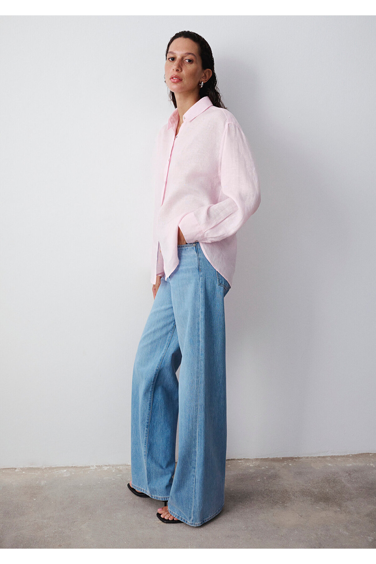 Pink Linen Shirt Loose Fit / Loose Fit1210747-90773