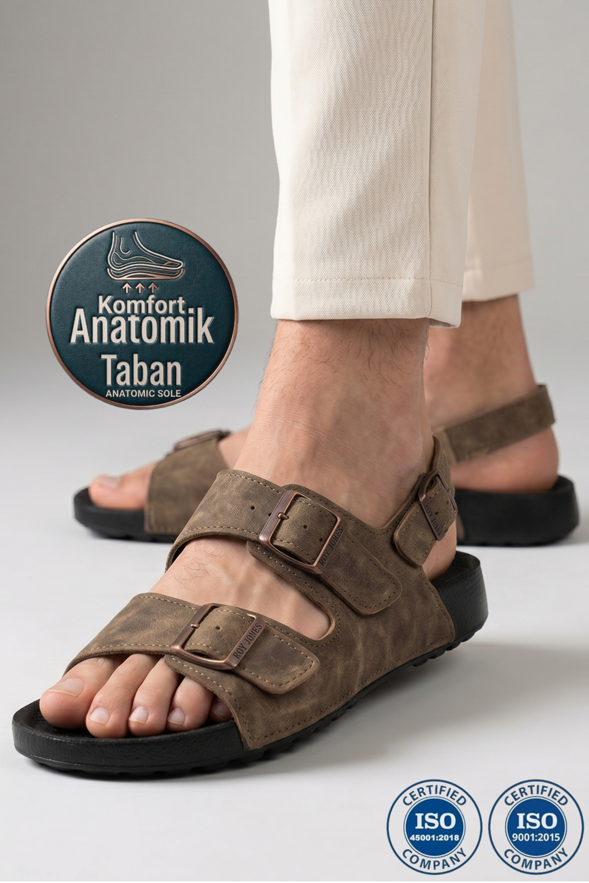 Roy Jones Barcelona Urban Sandals Rahat Yumuşak Tabanlı Trend Model Erkek Sandalet Terlik görsel 2