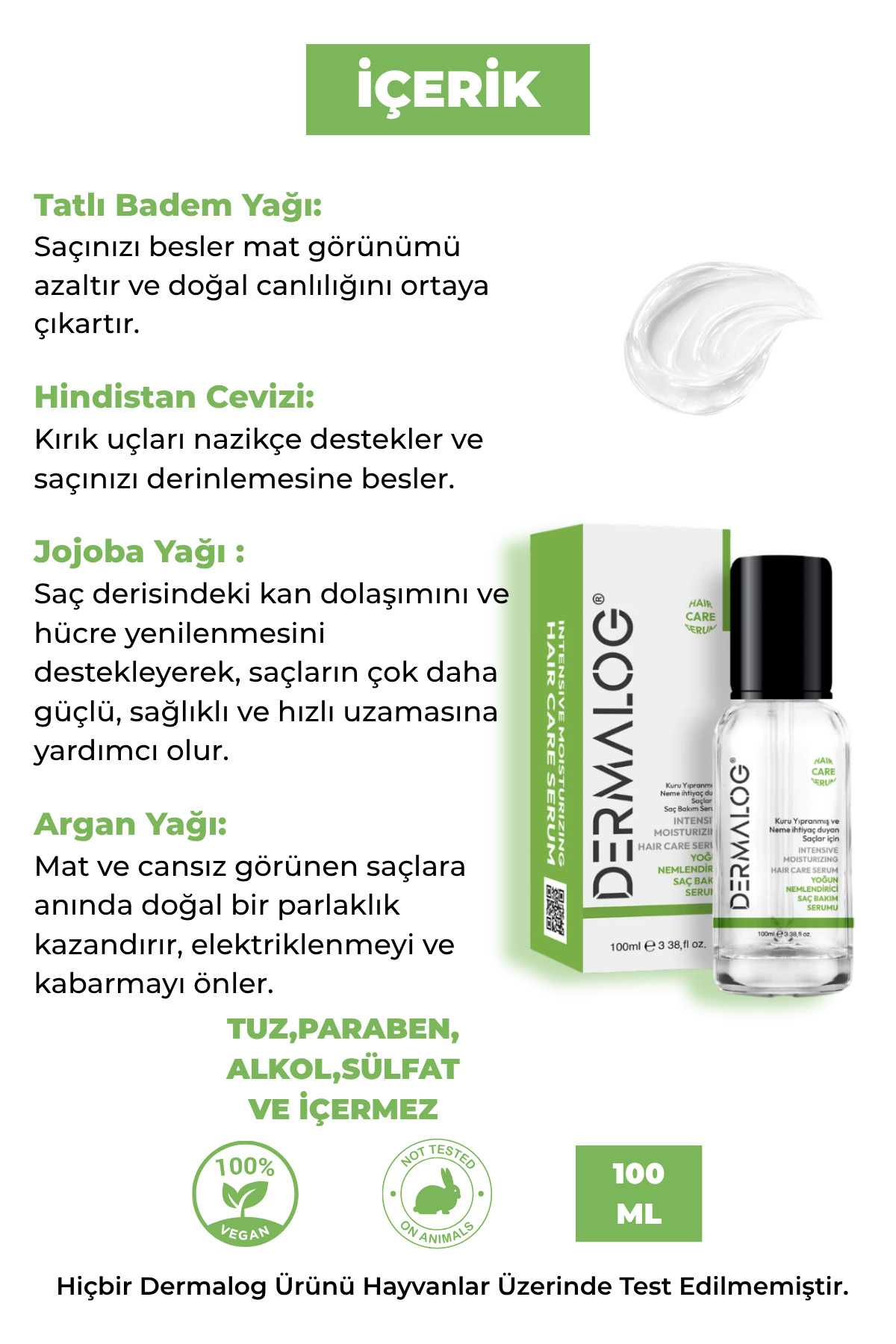 Kuru Ve Yıpranmış Saçlar Için Yoğun Nemlendirici Saç Serumu 100 ml (MULTİ FORMÜL) — DRMLG20 — تصویر 6 از 7