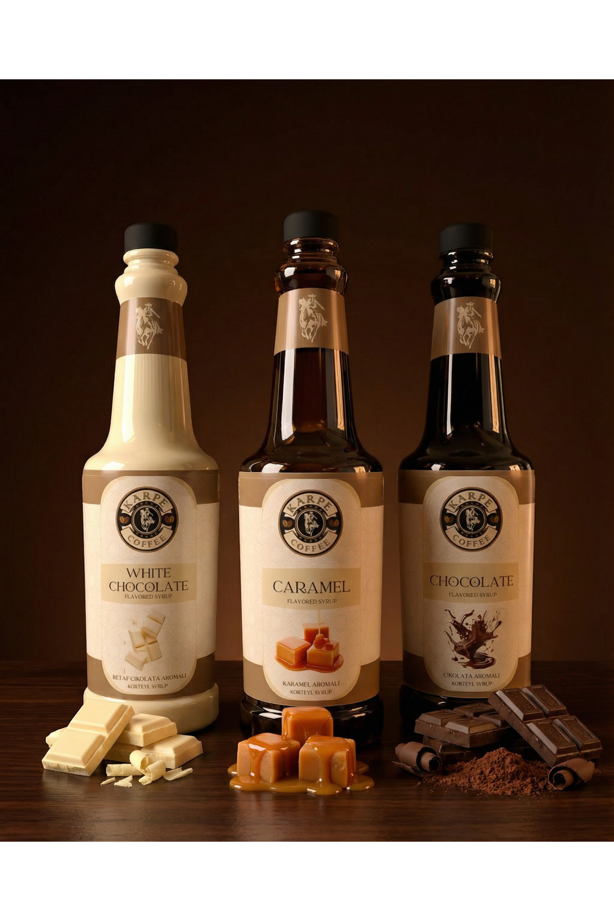 KARPE COFFEE KARAMEL-BEYAZ ÇİKOLATA-ÇİKOLATA 3'LÜ Kahve Şurubu 750