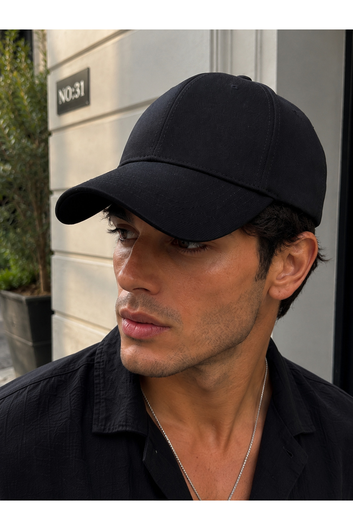sf collection Siyah Düz Basic Baseball Şapka Unisex Ayarlanabilir Cap görsel 2