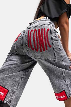 it's basic Kadın Gri Renk 4s6-13 Mega Baggy Fit Paça ve Cep Detaylı Özel Tasa...