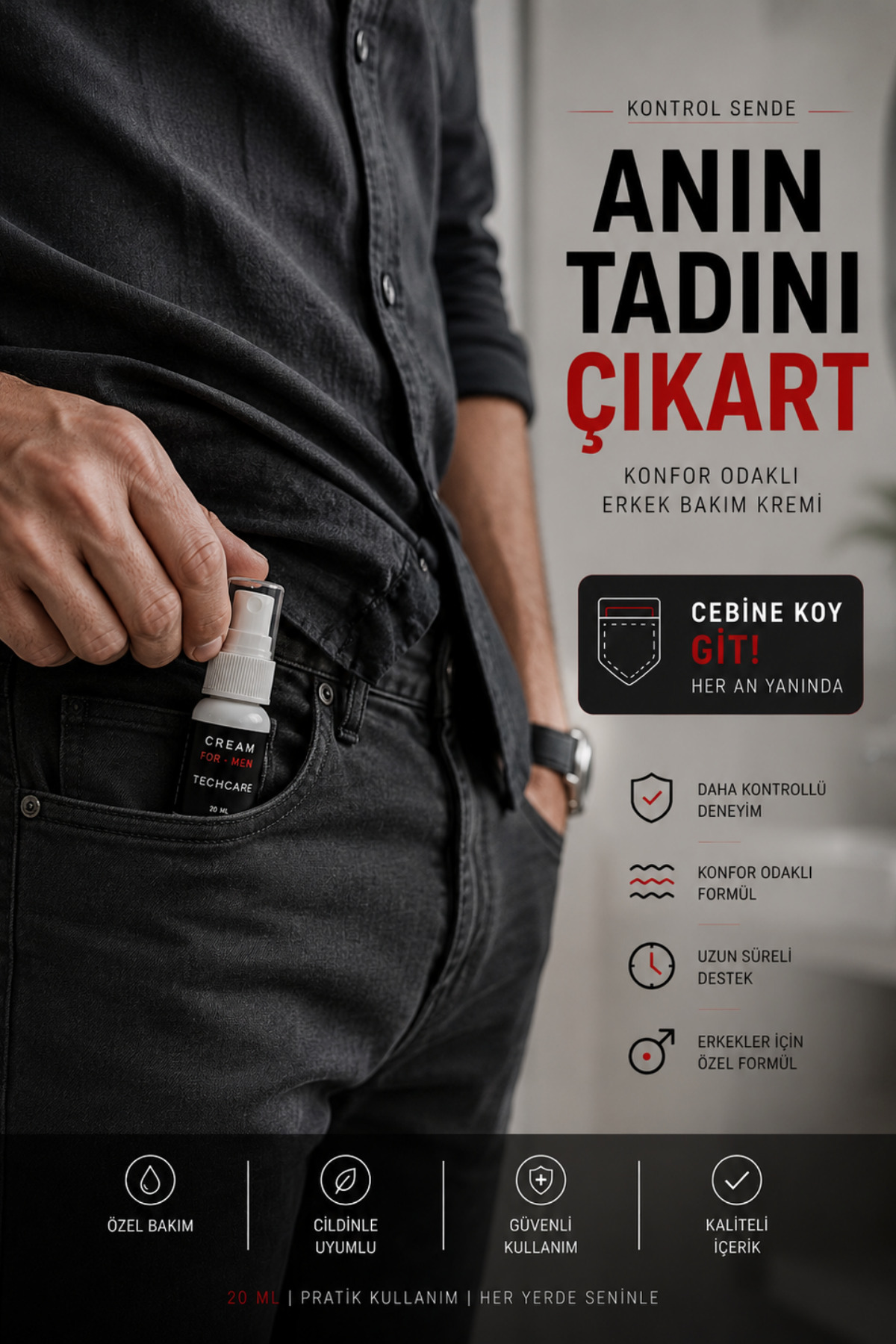 2'Li Erkek Kremi Uzun Süren Deneyim-For Men Premium Cream-Geciktir — TC20-20 — تصویر 2 از 5