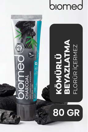 Biomed Charcoal Beyazlatıcı Kömür Diş Macunu Doğal Bitkisel Vegan Florürsüz