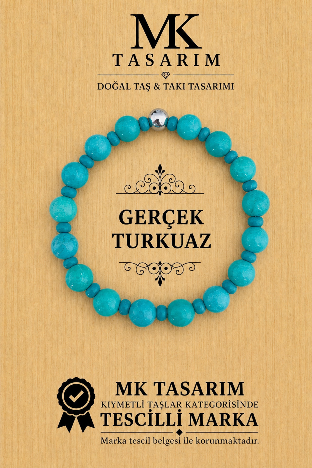 REAL TURQUOISE STONE BRACELET ( SMALL INTERMEDIATE STONES ARE ALSO REAL ) MK.020.006