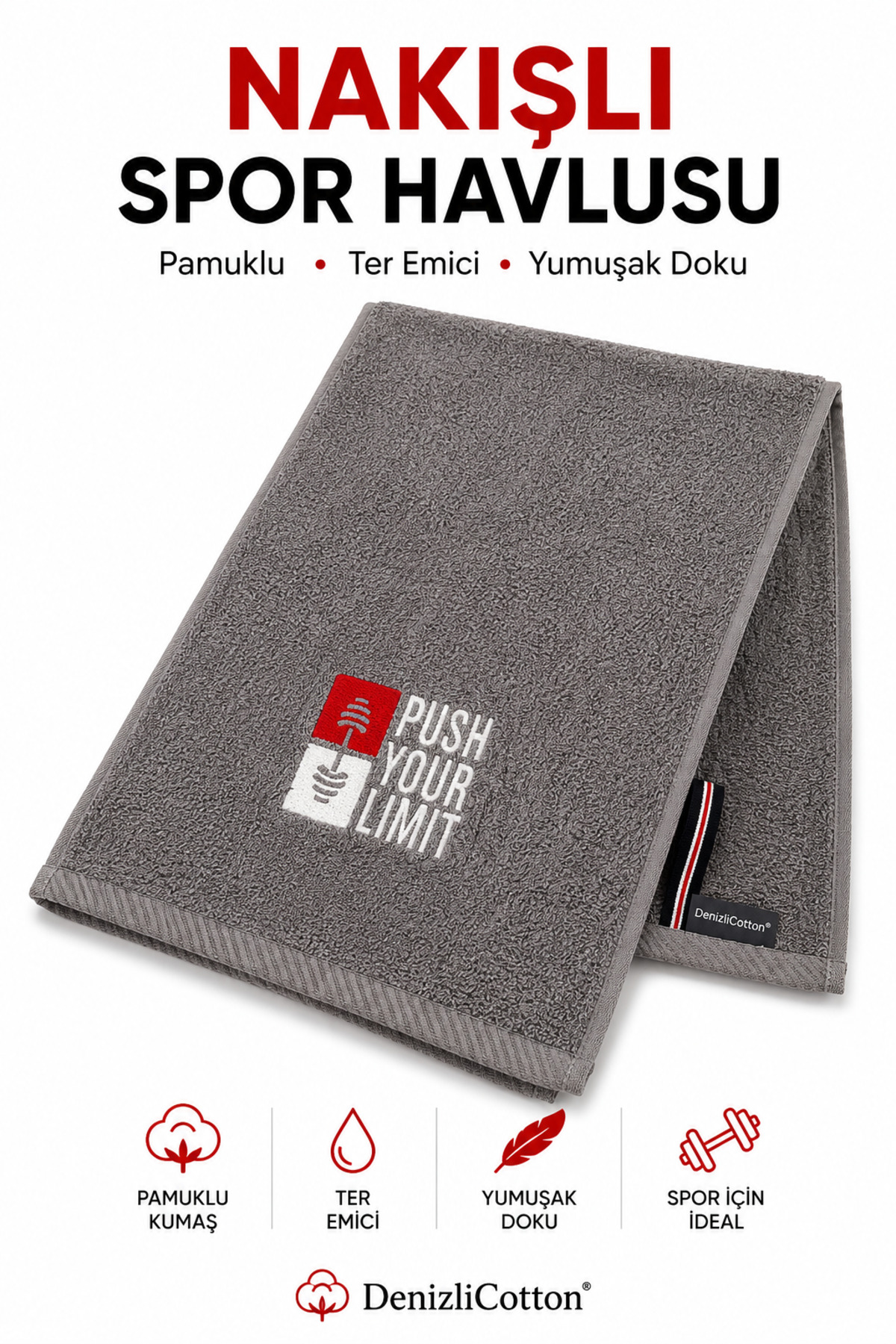Embroidered Sports Towel Cotton, Anti-bacterial, Sweat Absorbing Fitness Plates Boxing Tennis Sports Towel