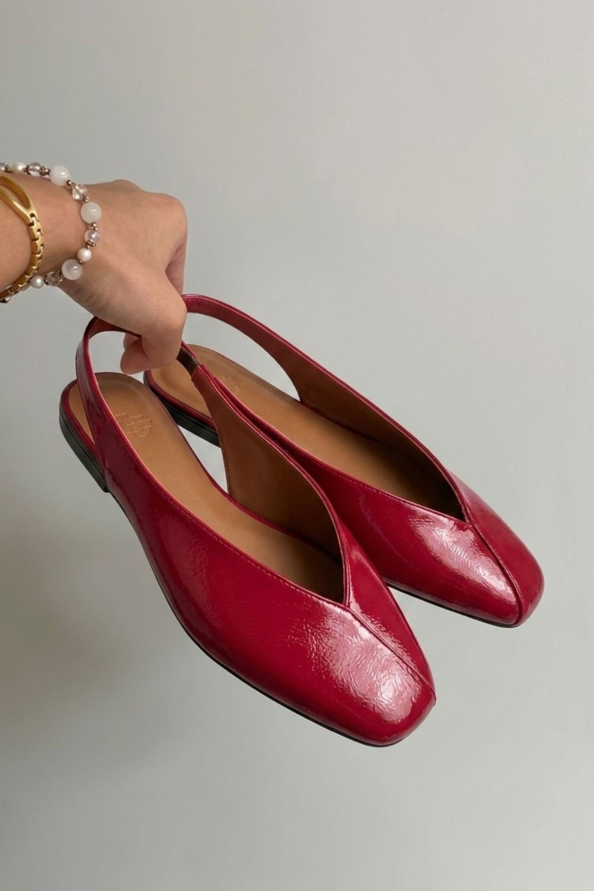 Genel Markalar Siena Kadın Kırmızı Kare Burun Babet Slingback görsel 6