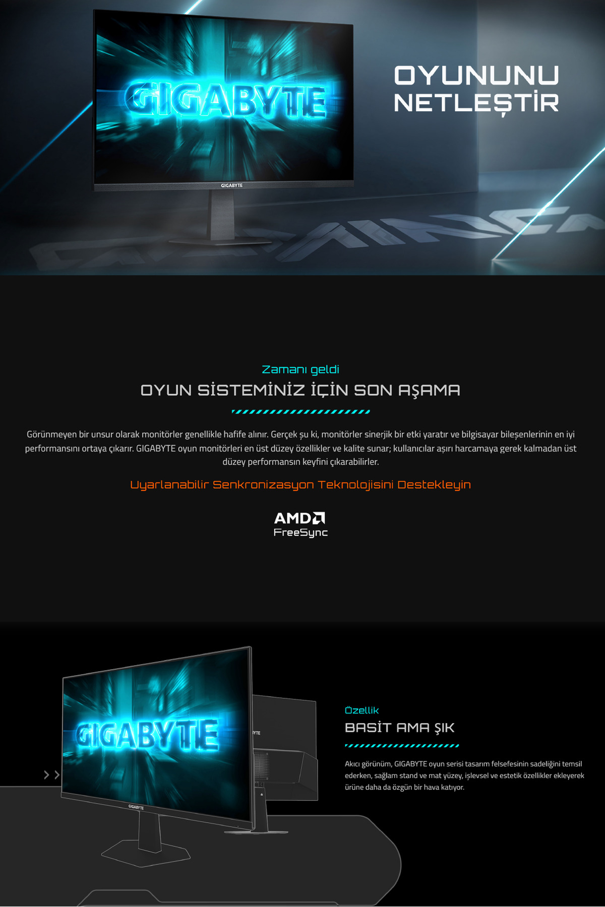 Gigabyte 23,8" GS24F14 144Hz 1ms IPS Full HD Adaptive-Sync Flat Gaming Monitör