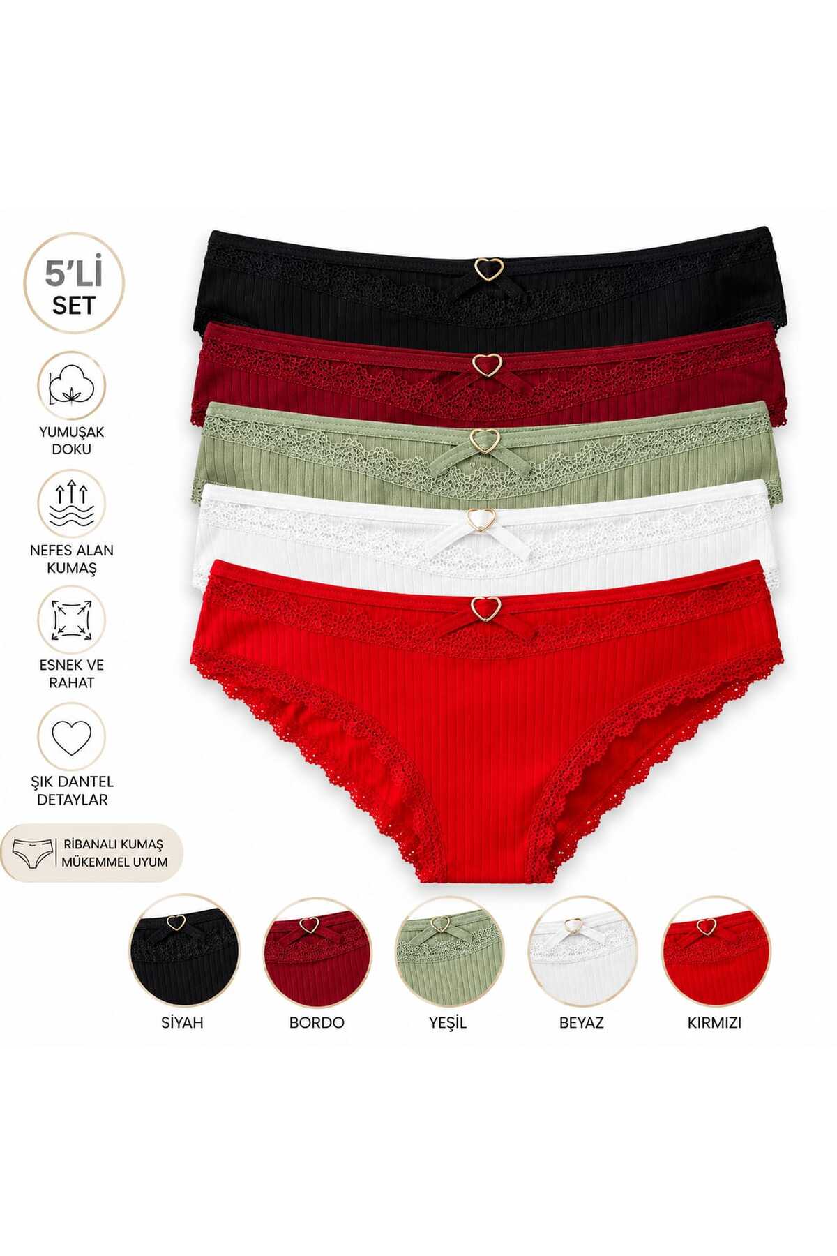 MAVİ QUMSAL Ribana Halkalı Bikini rahat günlük ve zözel günlerinizde kulanıla bilir bir ürün (5'li Set)