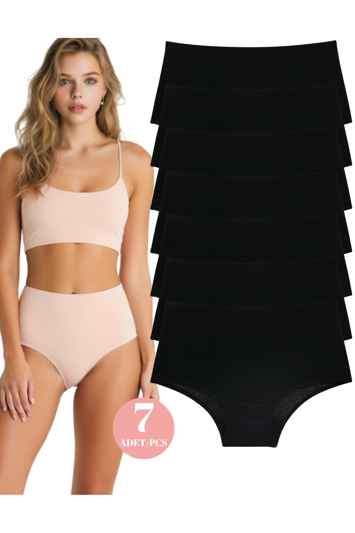 Women Panties High Waist 7-Li Black High Waist Panties