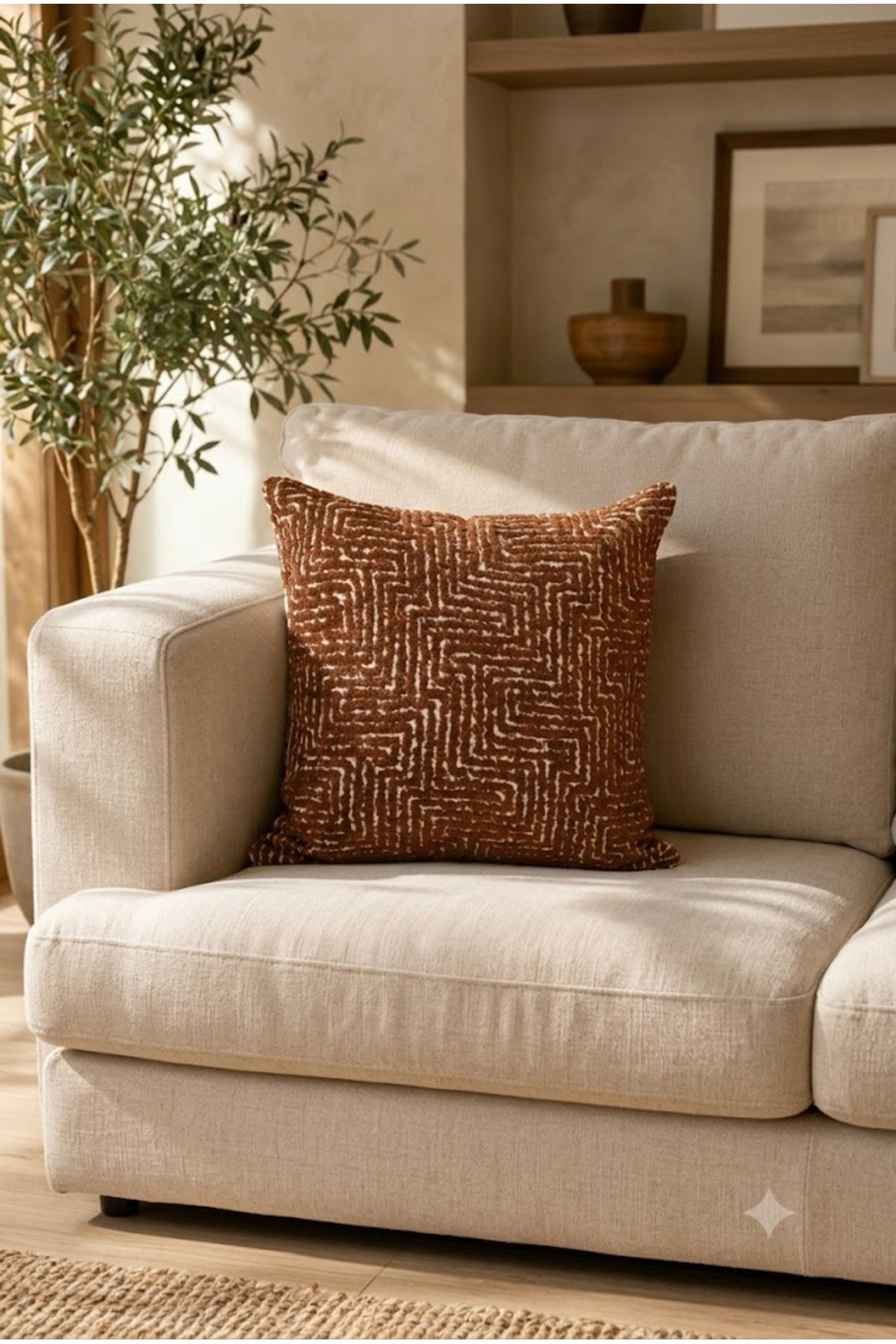 Labyrinth Patterned Woven Pillowcase – Tile 43x43