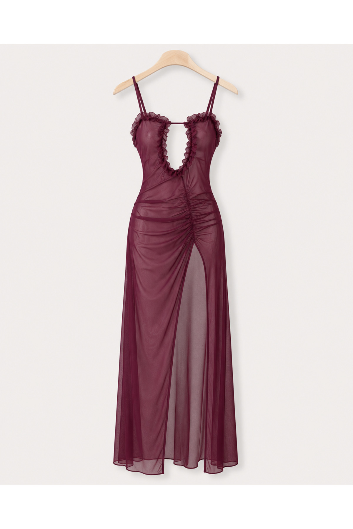 777 MIRACOLO Burgundy Deep Chest and Leg Cutout Nightgown Set