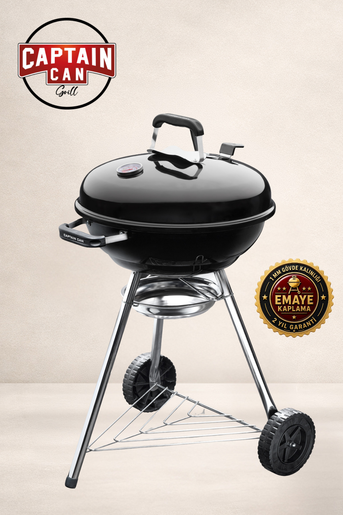 Captain Can Grill Set&Go 47 Charcoal BBQ | Charcoal Barbecue ( Black )