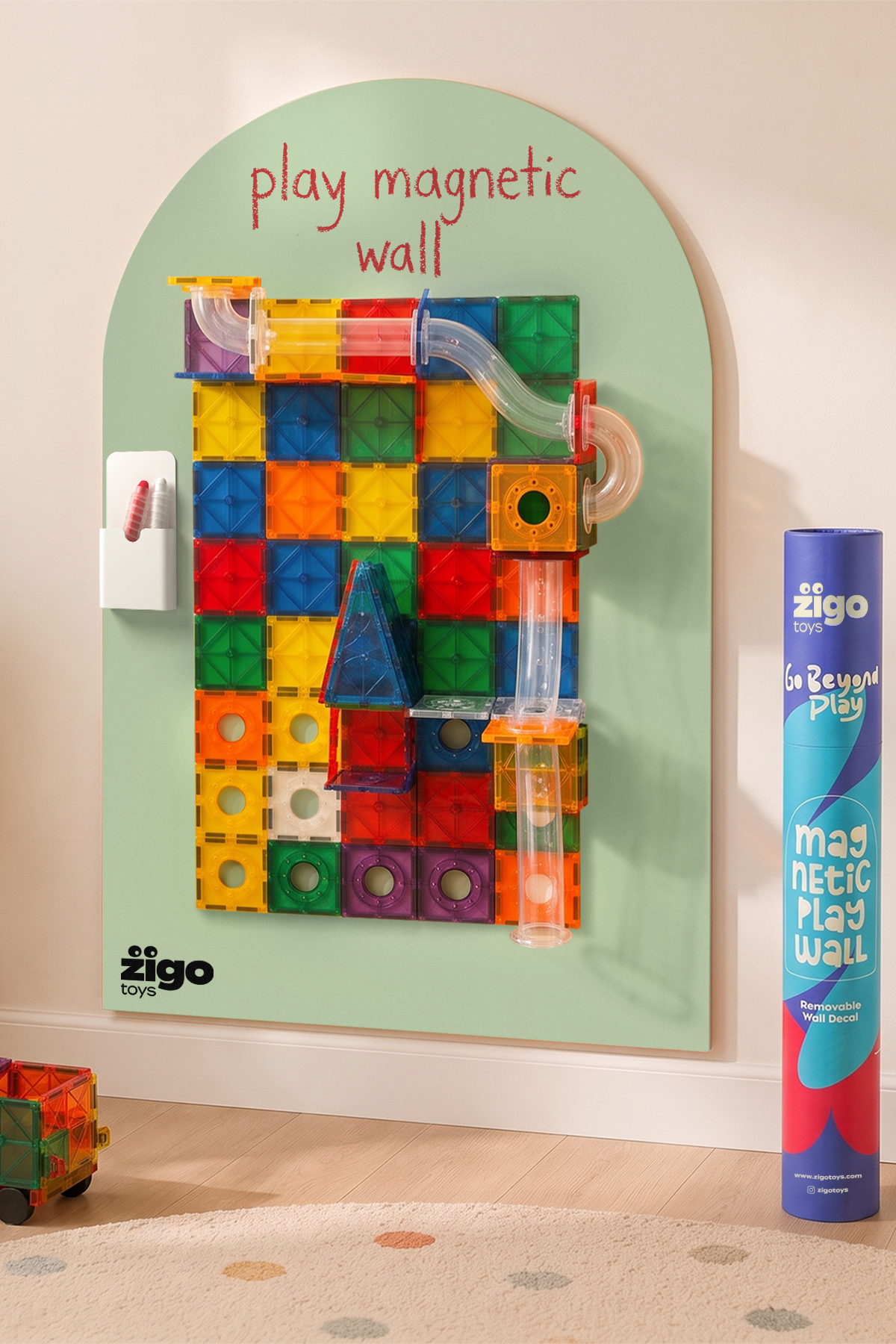 Zigo Toys 60x95cm Çıkarılabilir Manyetik Duvar Panosu – Yapışkanlı Pano, Çocuk Odası, Oyun ve Öğrenme Alanı Ada Çayı