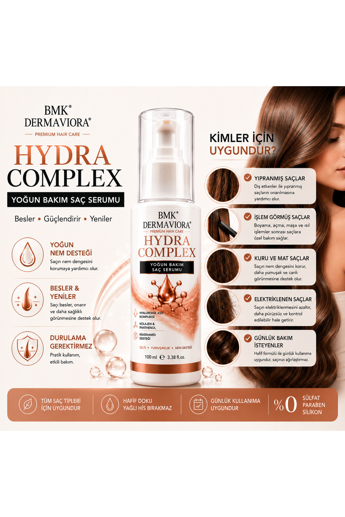 Dermaviora Yoğun Bakım Saç Serumu 100 ml — BMK-SSR-001 — تصویر 3 از 4