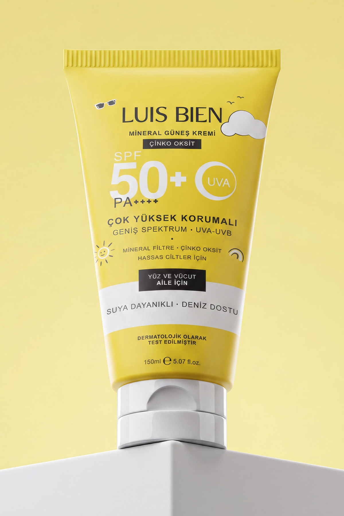 Luis Bien Anıl Güler Mineral Güneş Kremi SPF 50+ PA++++ 150 ml – Çinko Oksit,...