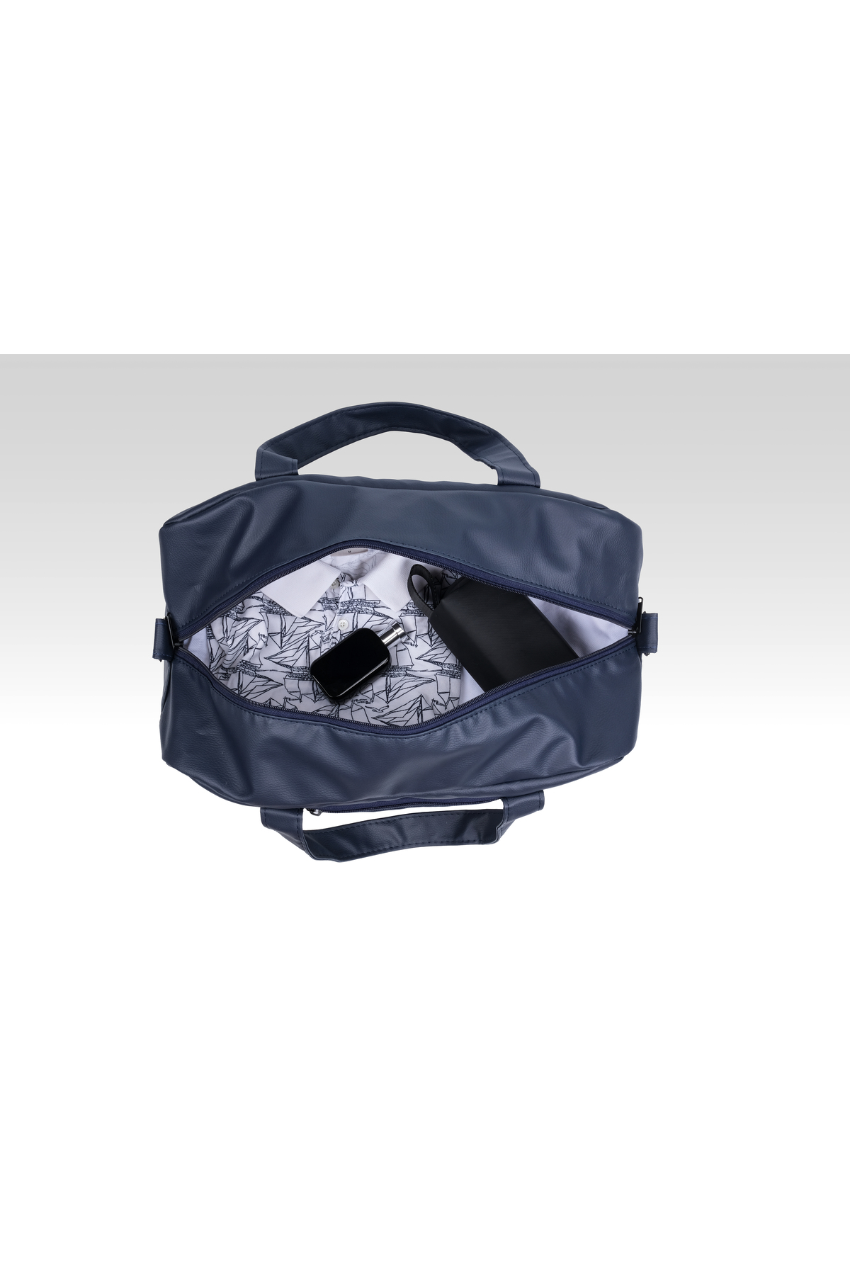 KAFF Lacivert Suni Deri Unisex Geniş Hacimli Premium Seyahat & Fitness & Spor Çantası - 00125 görsel 5