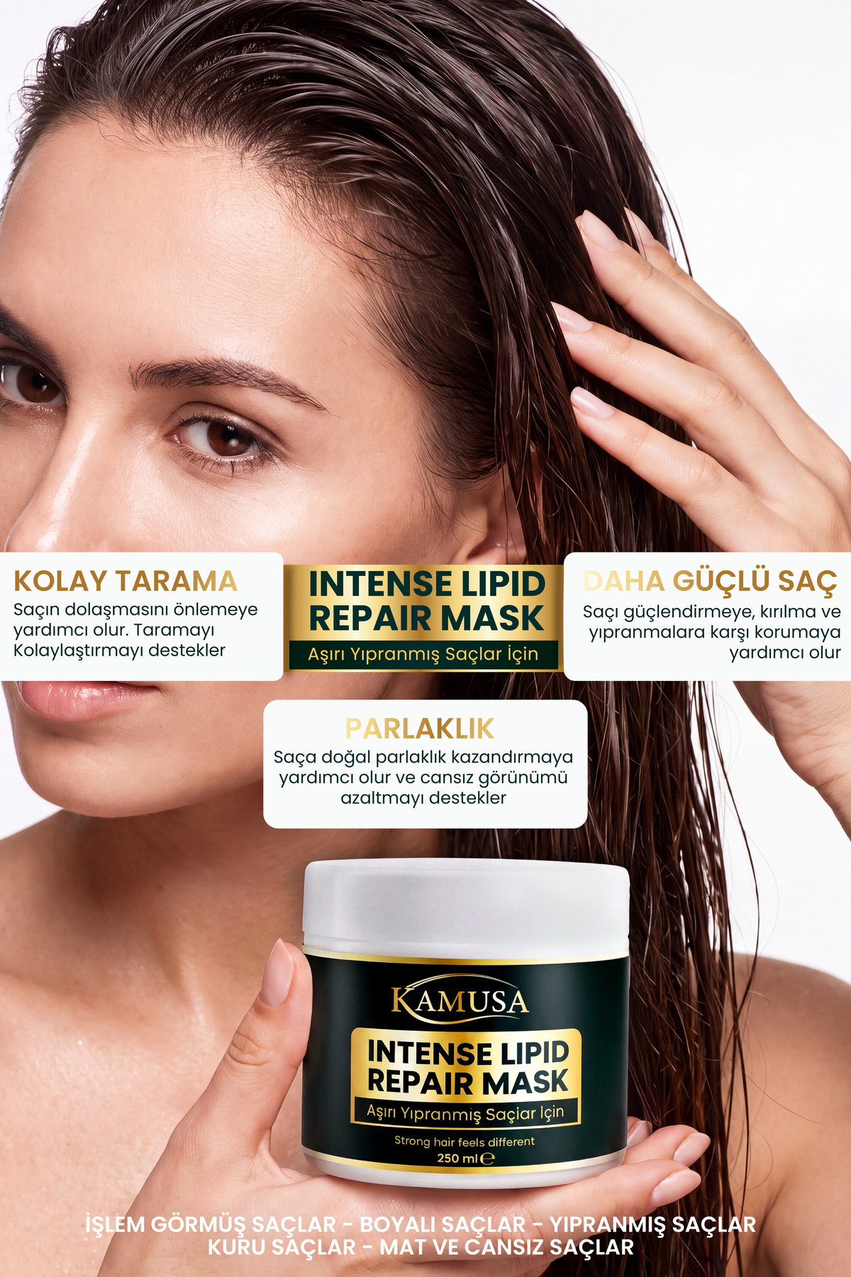 Intense Lipid Repair Mask 250 ml – Aşırı Yıpranmış ve İşlem Görmüş Saçlar İçin Saç Bakım Maskesi — KMS-ILRM-250 — تصویر 4 از 6