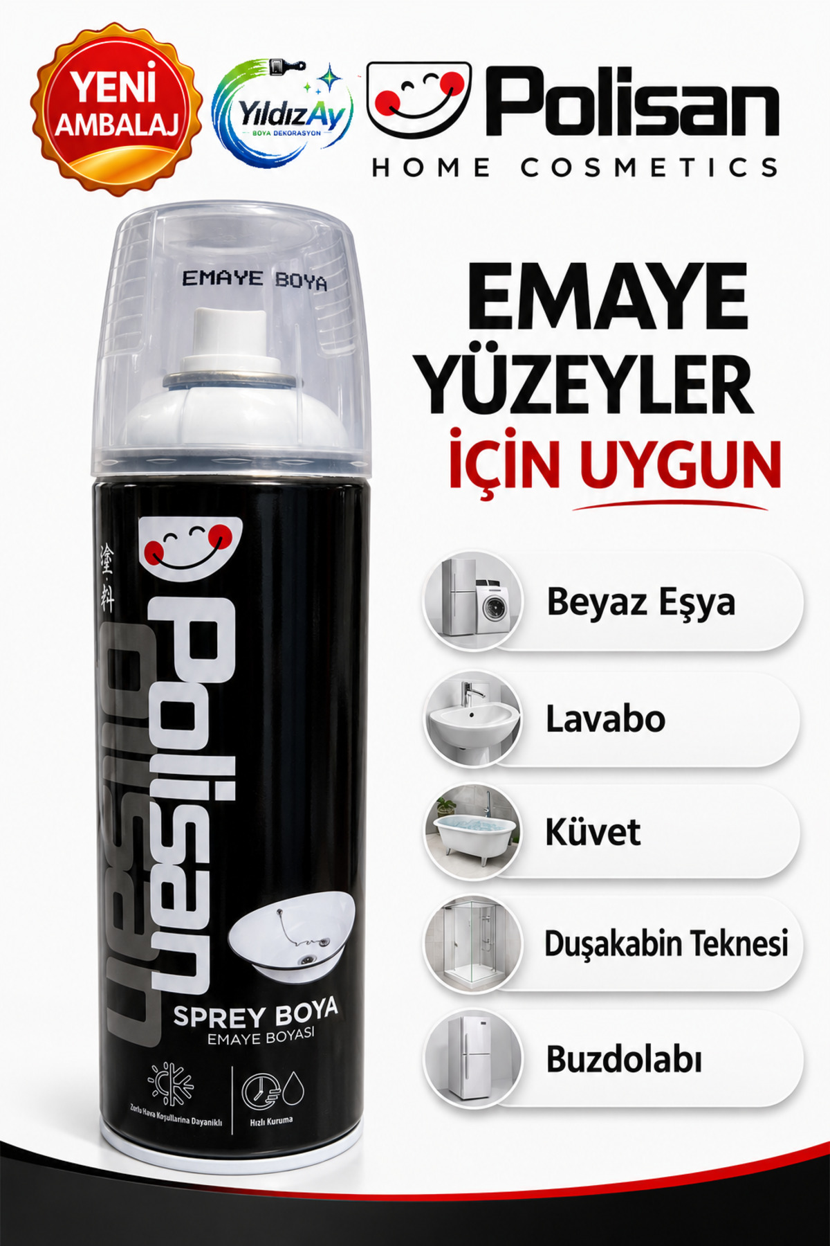 Enamel White Spray Paint 400 ml | For White Goods, Washbasin, Bathtub and Shower Cabin, Boat