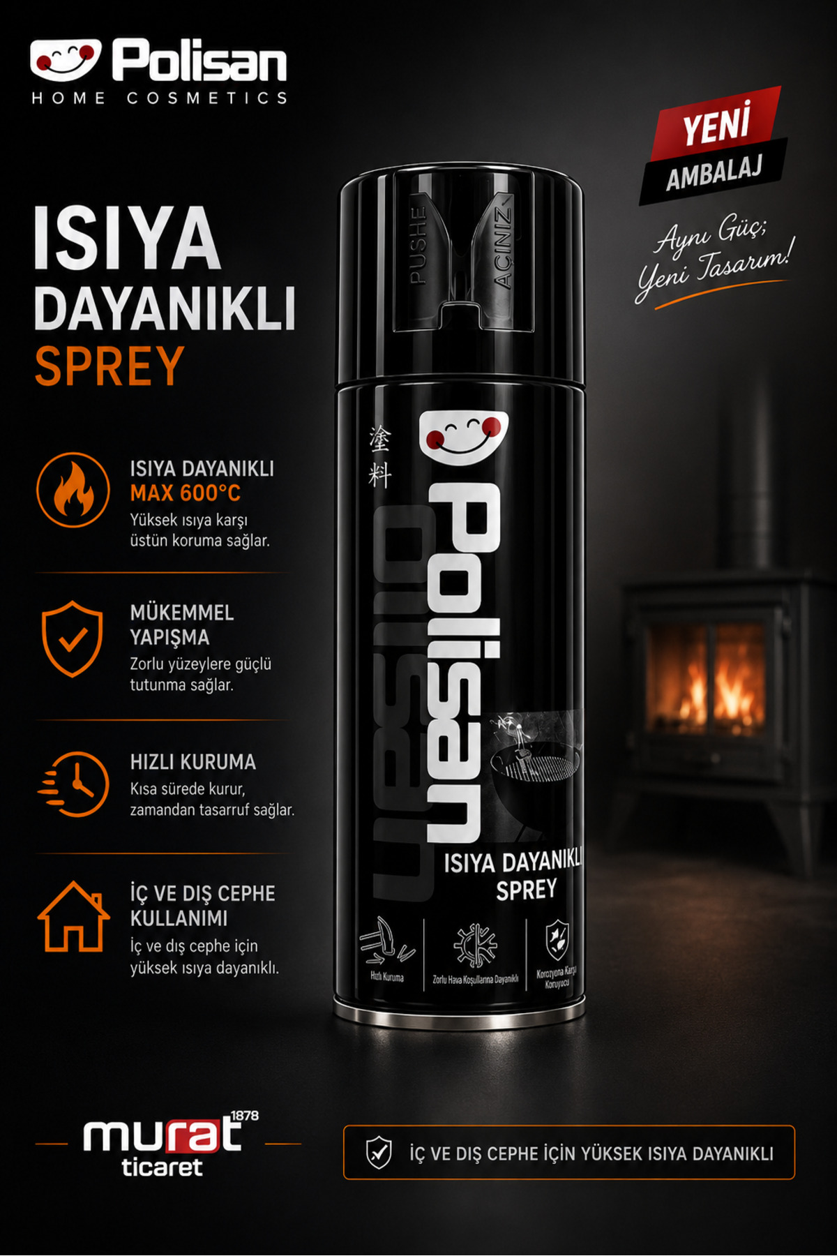 Heat Resistant Spray Paint Black 600°C (Stove, Fireplace, Barbecue,Exhaust) 400 ml