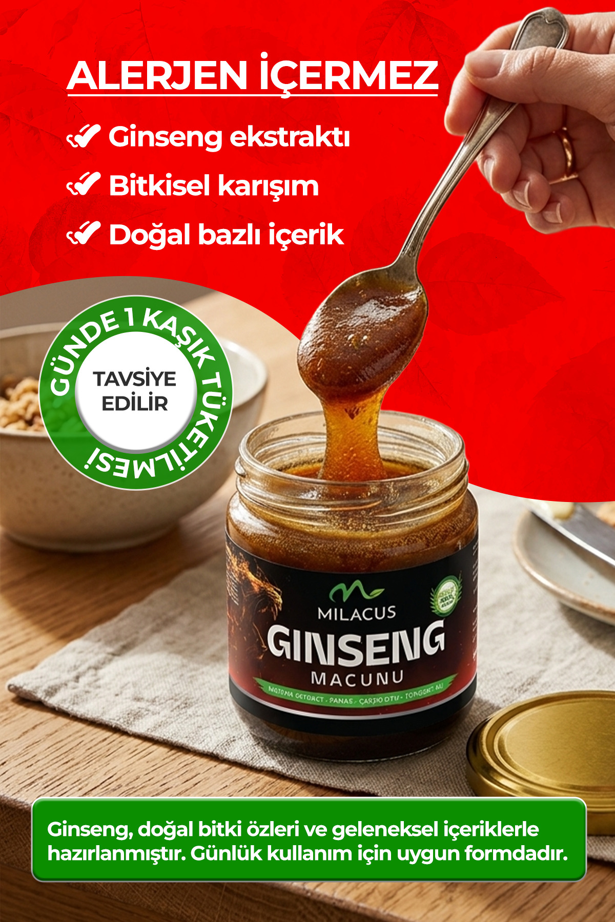 Ginseng macunu Çakşırotu,demirdikeni,kore ginseng bitkisel ekstraktlı ginseng macunu 230gr — mls2 — تصویر 2 از 2