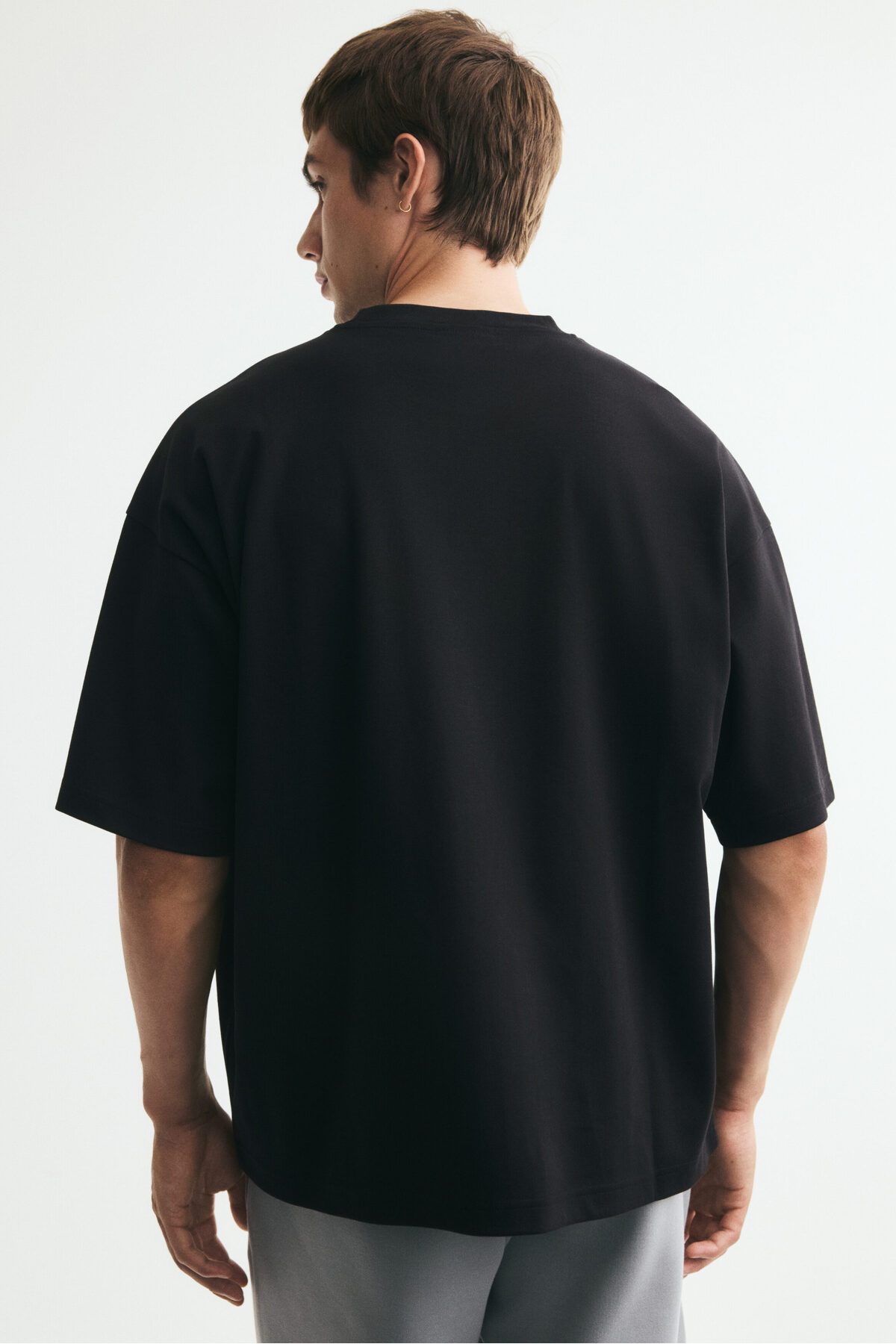 H&M İnterlok Tişört Oversized Fit görsel 4