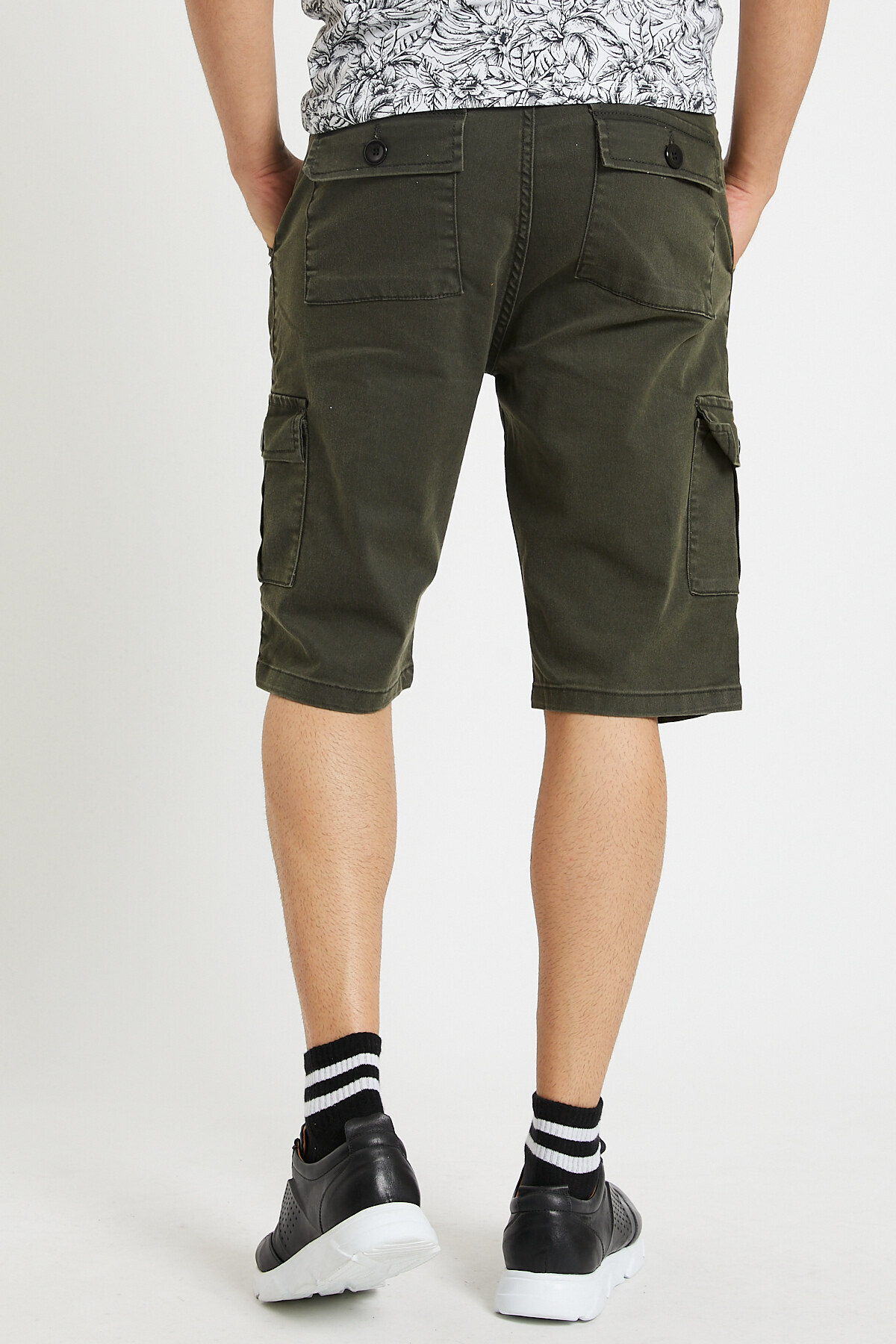 Domoda None Denim Yandan Kargo Cepli Esnek Kumaş Erkek Kargo Şort Bermuda görsel 4