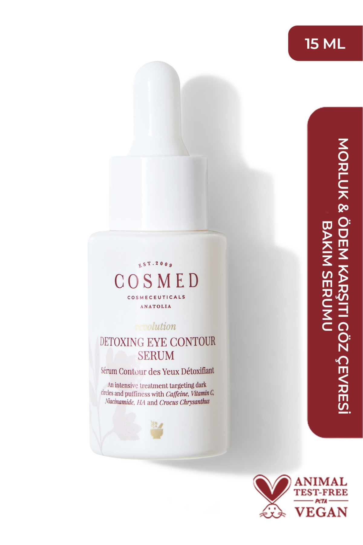 COSMED Göz Altı Torbalanma,Morluk Karşıtı Göz Çevresi Serumu/DETOXING EYE CONTOUR SERUM 15ML — 8699292993385