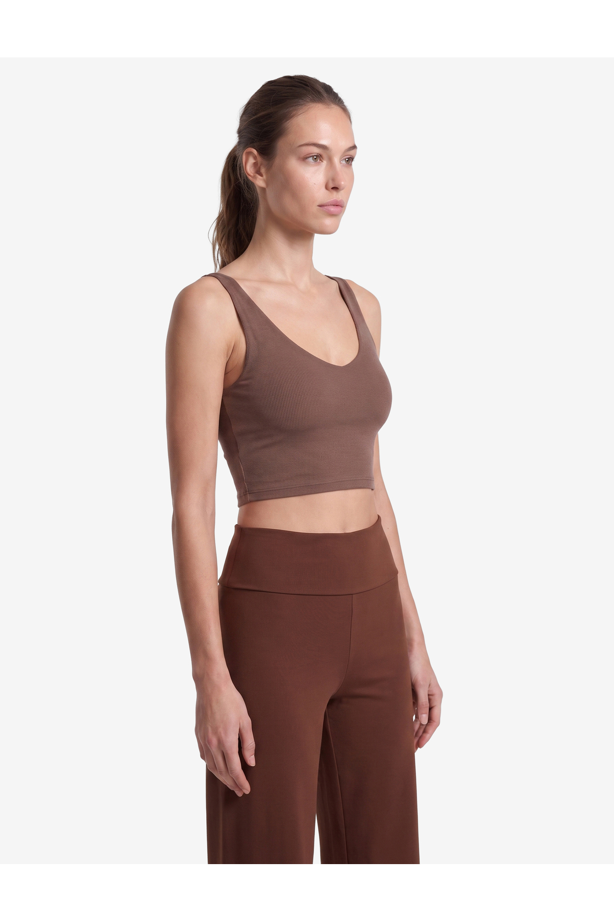 Koton Kolsuz V Yaka Kaplı Slim Fit Sporcu Sütyeni görsel 2