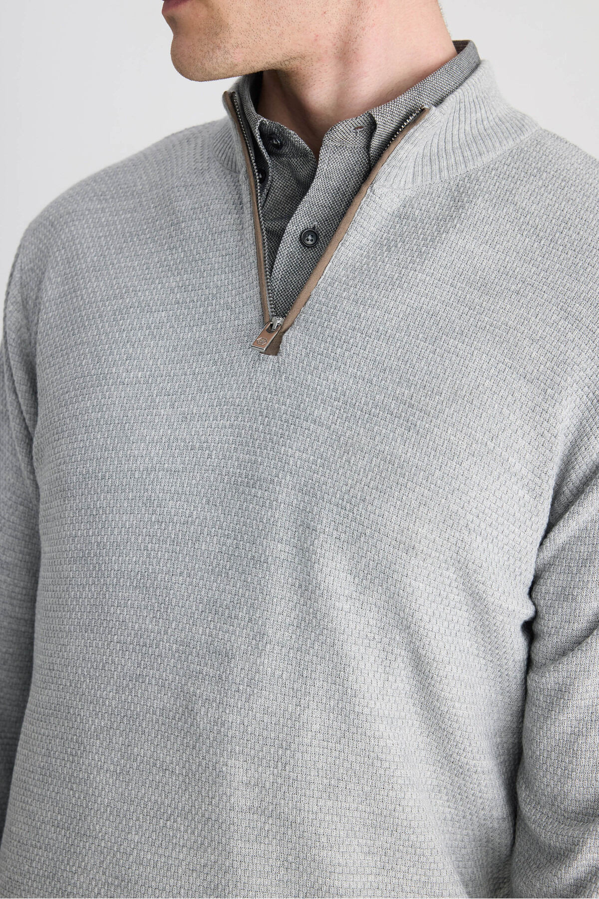 کُت بافت پیتک خاکستری Ds Damat مدل Regular Fit