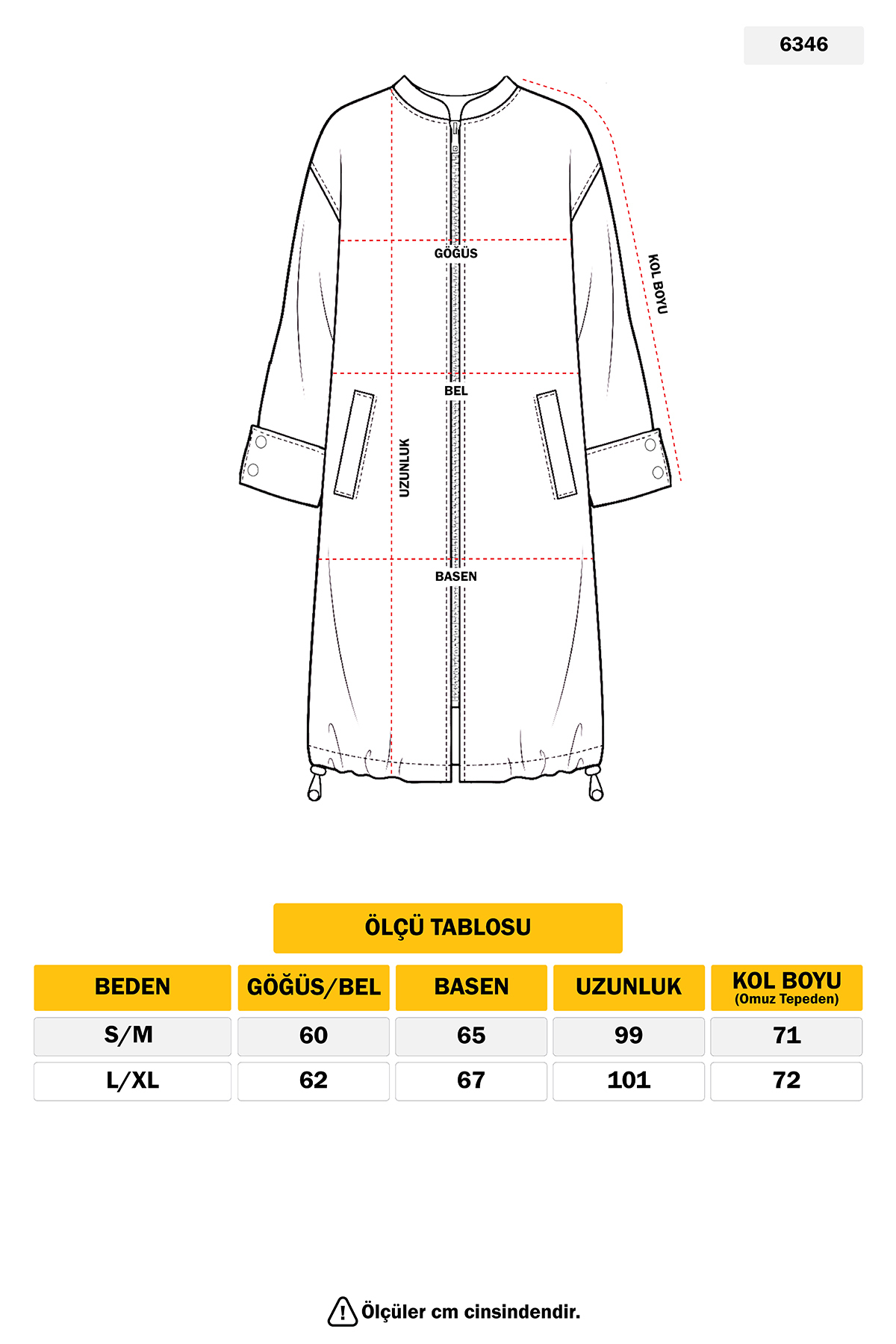 Suede Style 6346 - Rahat Fermuarlı Cepli Kol Düğme Detaylı Uzun Tunik görsel 5