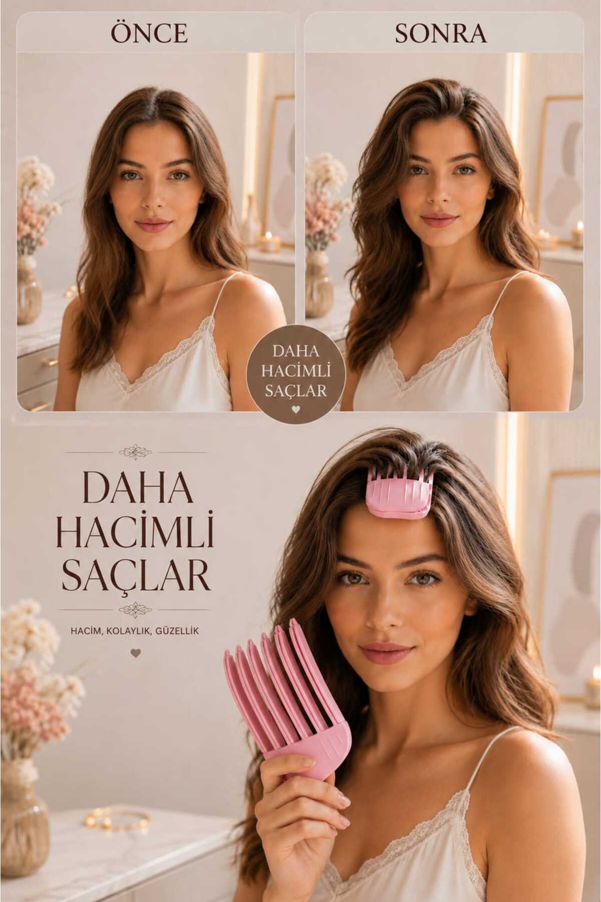 Unisex 6 Dişli Pembe Kabarık Saç Kaldırma Kök Volüm Isısız Şekillendirici Tarak Perçem Hacim Verici Kore Klips Saç Aksesuar İz Bırakmaz 1 Adet — صورتی volumaparatbüyük — تصویر 3 از 9