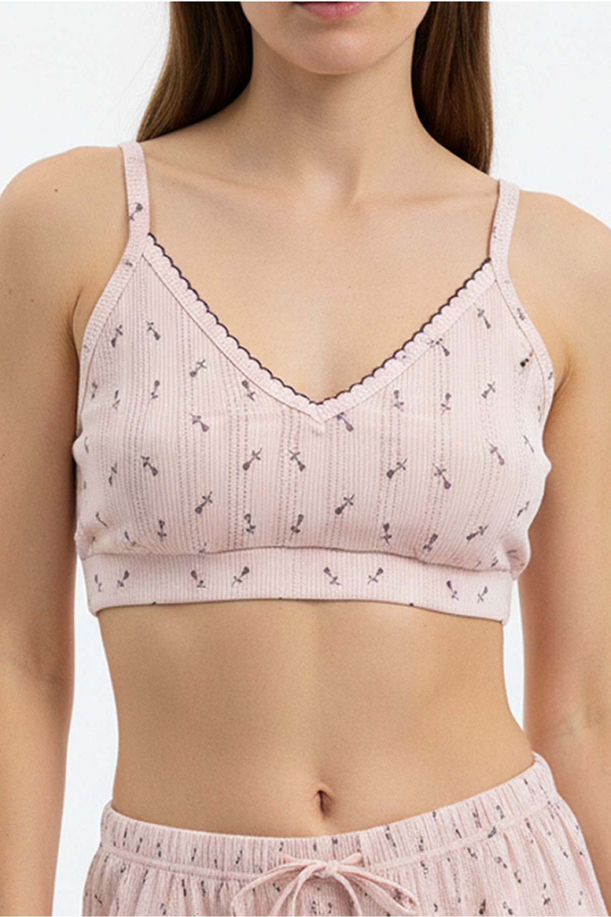 girlstop Kadın Pointelle Çiçek Desenli Pedsiz Bralet görsel 3