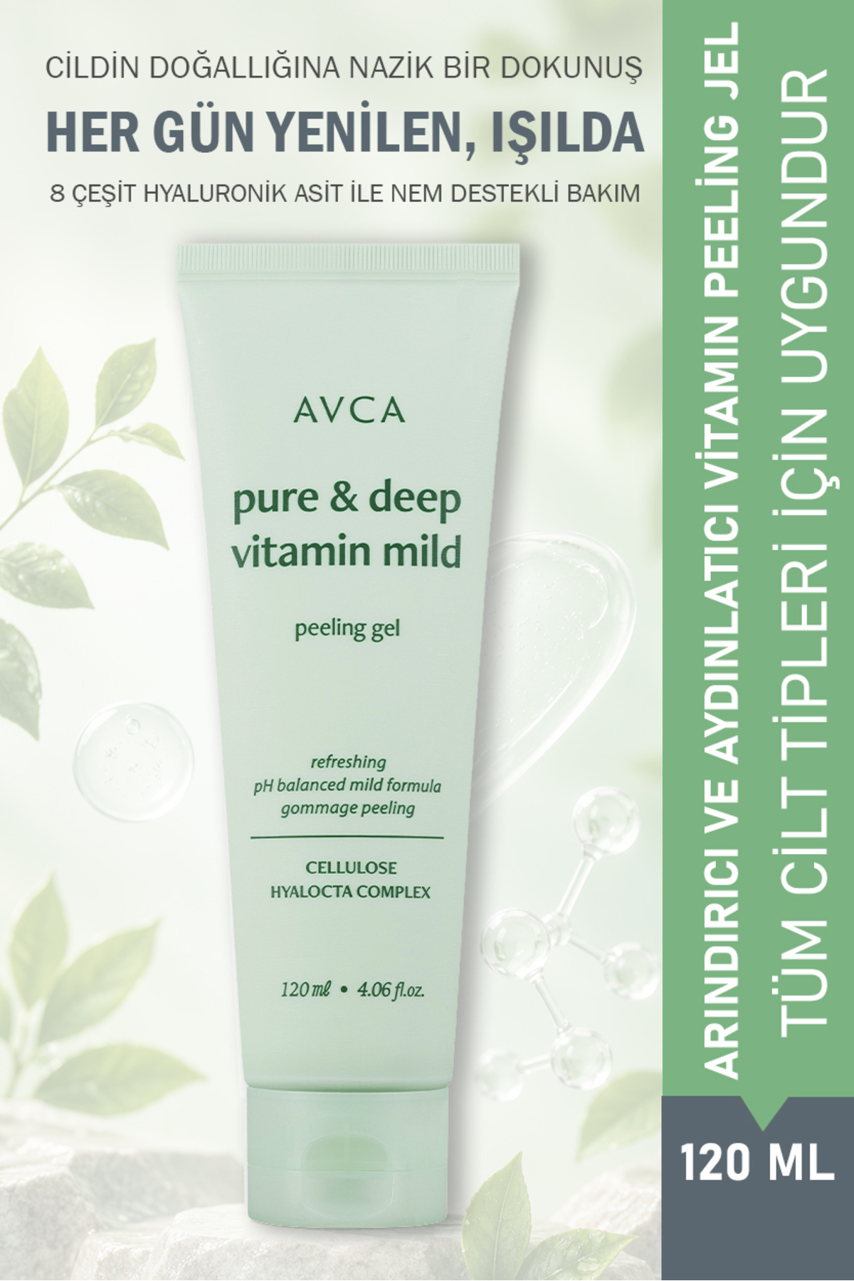 AVCA Hassas Ciltler İçin Arındırıcı Peeling Jel 120 ml - Ölü Deri Görünümüne Karşı Nazik Yüz Peelingi — AVC-PEEL-VIT-120