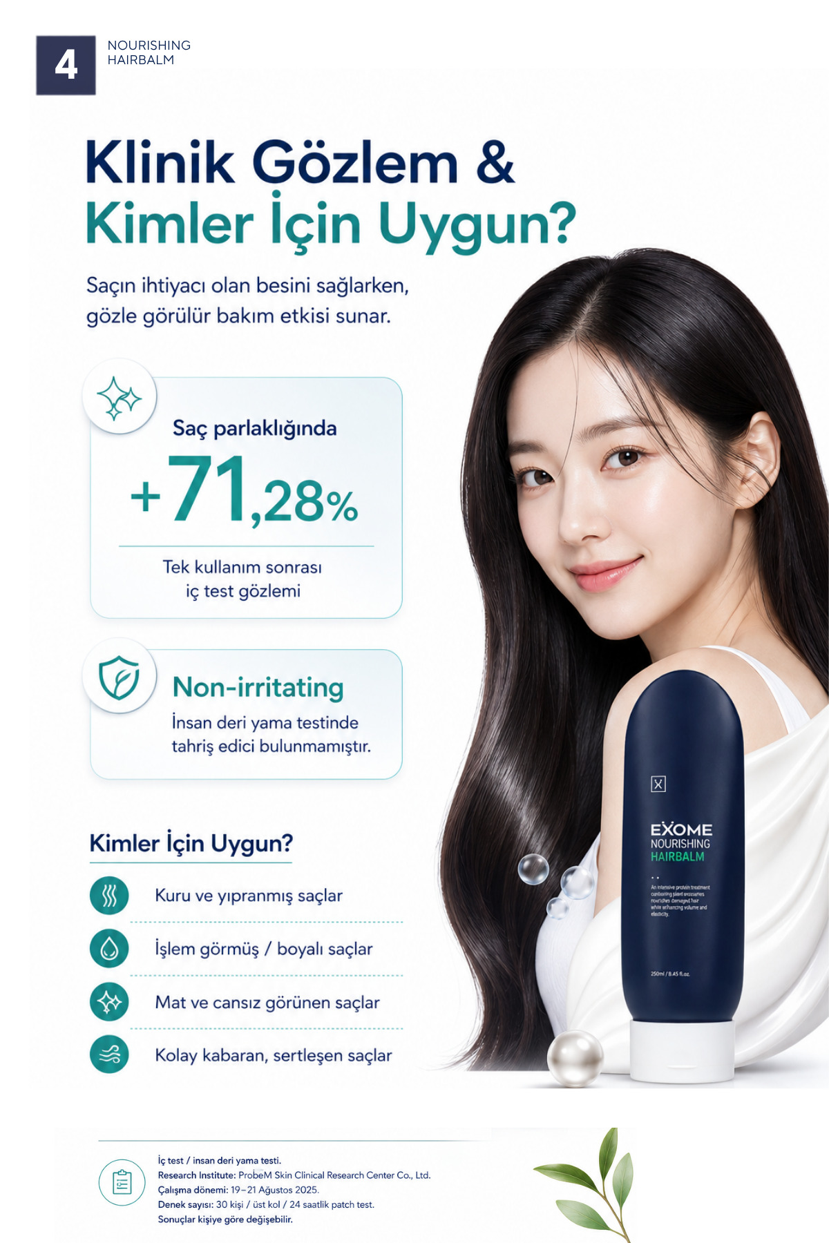Onarıcı Saç Kremi | Eksozomlu Besleyici Bakım | Kuru ve Yıpranmış Saçlar İçin | Hair Balm | 250 ml — Exome008 — تصویر 5 از 6