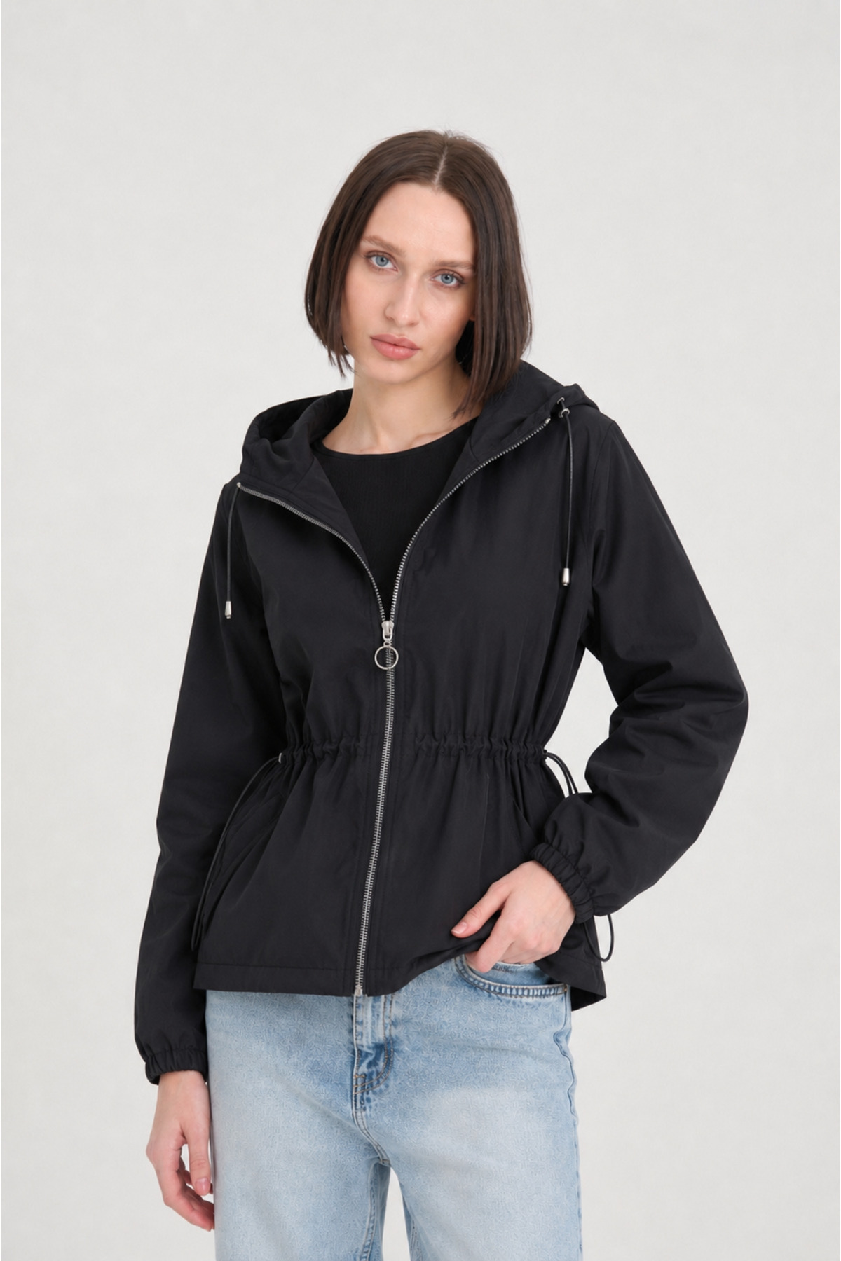 İLKCET MODA Oversize Bel Detay Tarz Yağmurluk