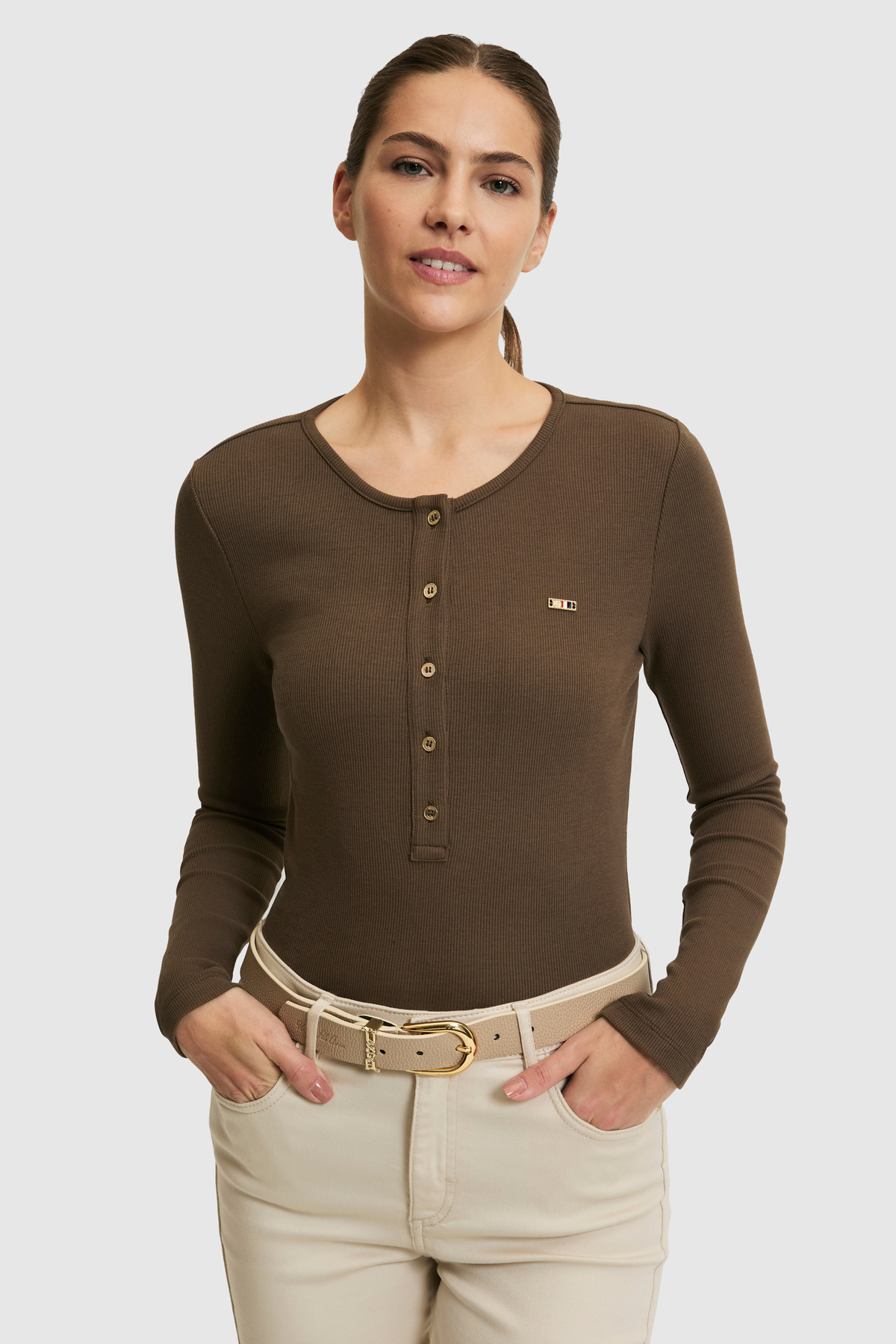 U.S. Polo Assn. Braunes Damen-T-Shirt mit Rundhalsausschnitt 50323456-VR029