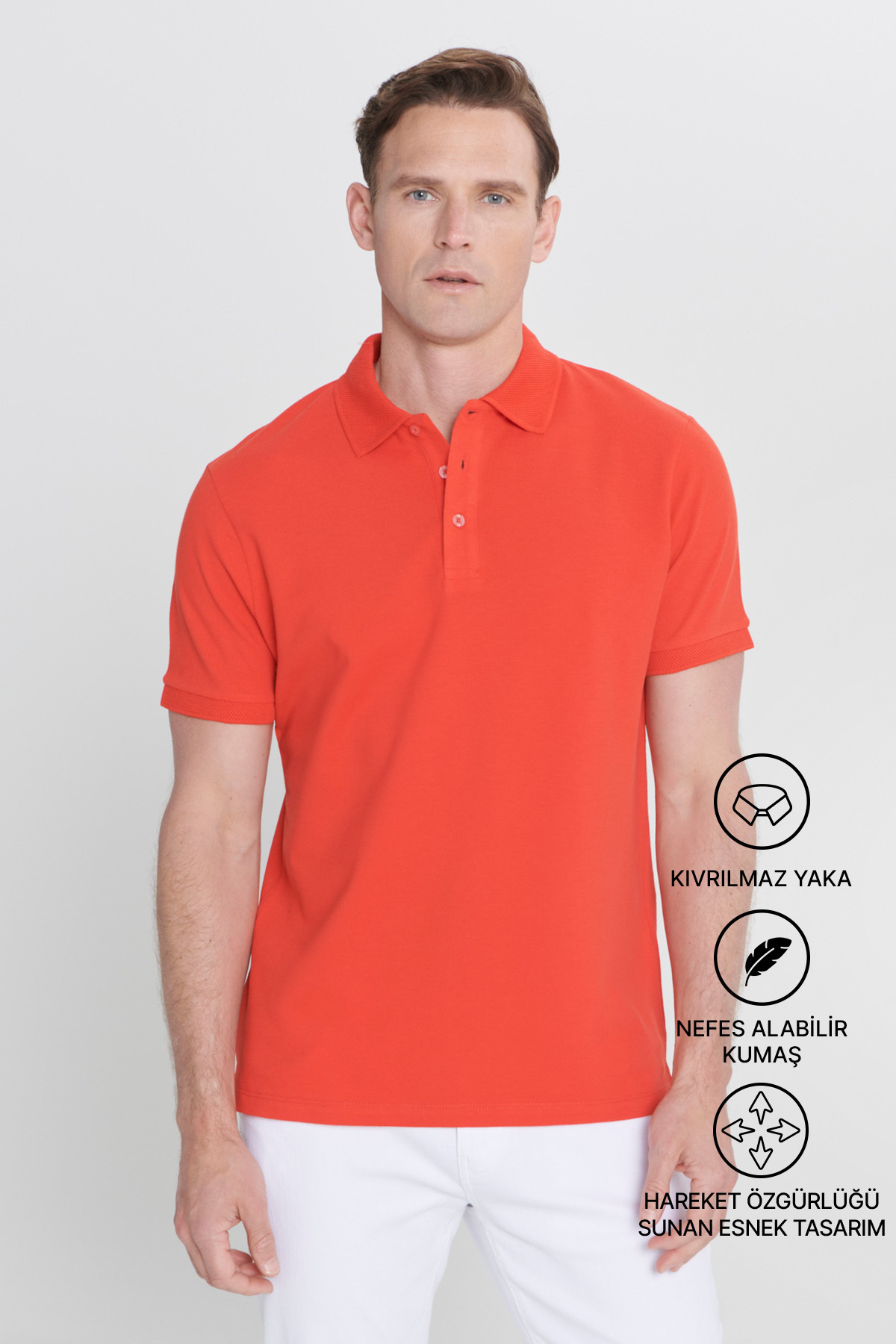 ALTINYILDIZ CLASSICS Erkek Narçiçeği %100 Pamuk Kıvrılmaz Pike Polo Yaka Slim Fit Dar Kesim Tişört görsel 3