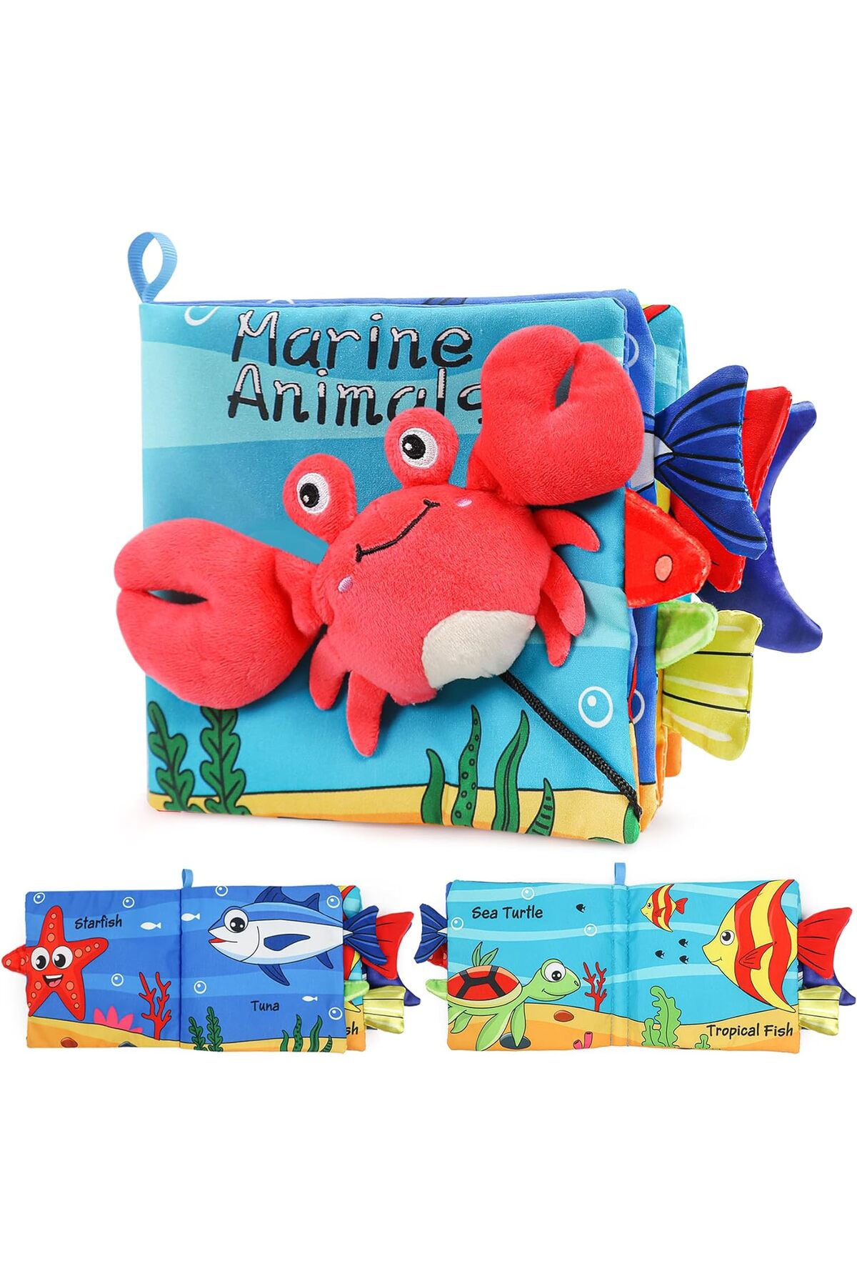 Choice Crab Baby Soft Books Toys Crinkle Cloth Book Marine Animal Tails for Infant Baby Early Development I