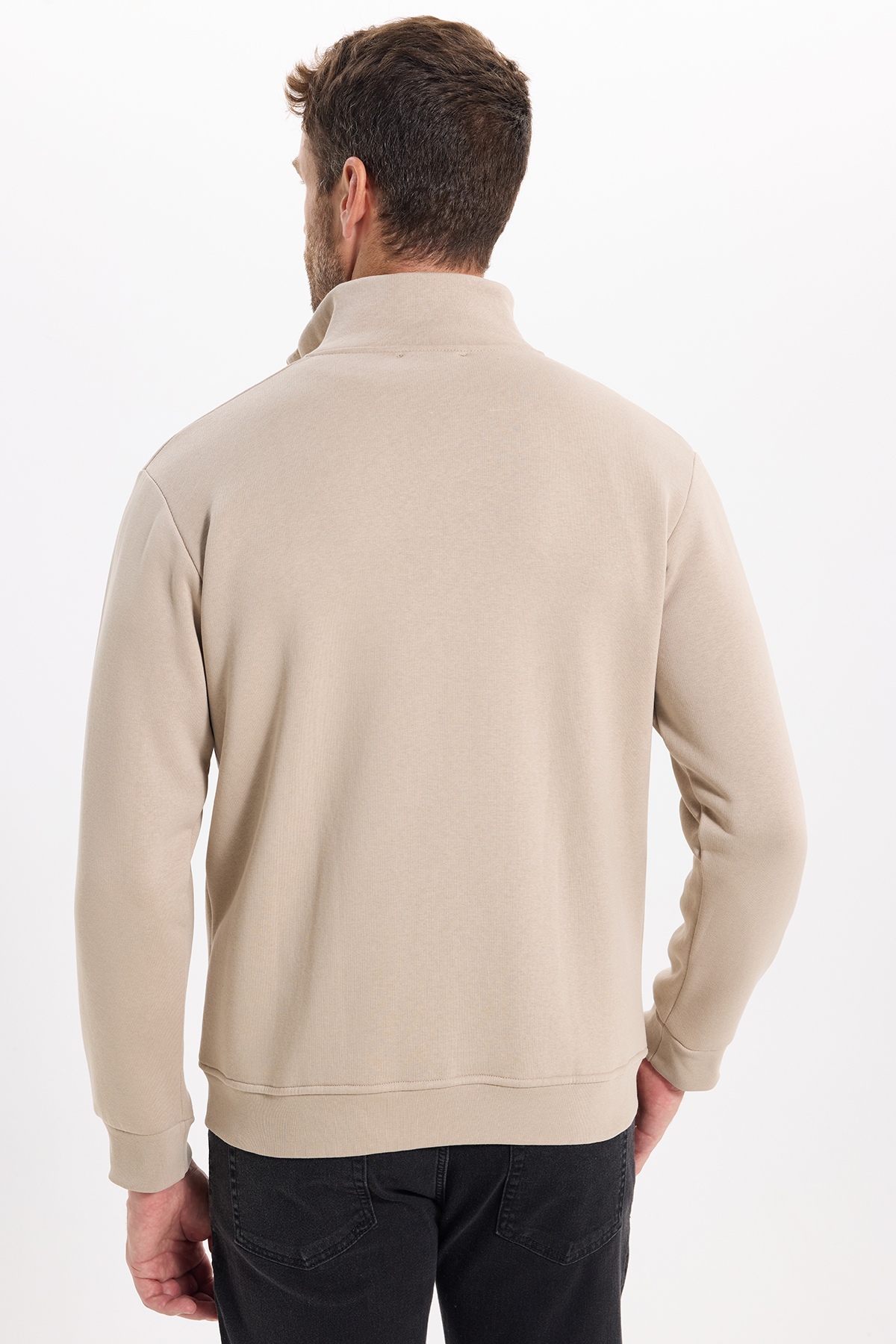 Unisex Relax Fit Rahat Kesim Pamuklu 3 İplik İçi Polarlı Fermuarlı Cepli Taş  Sweatshirt Hırka — رنگارنگ SW250014 — تصویر 9 از 9