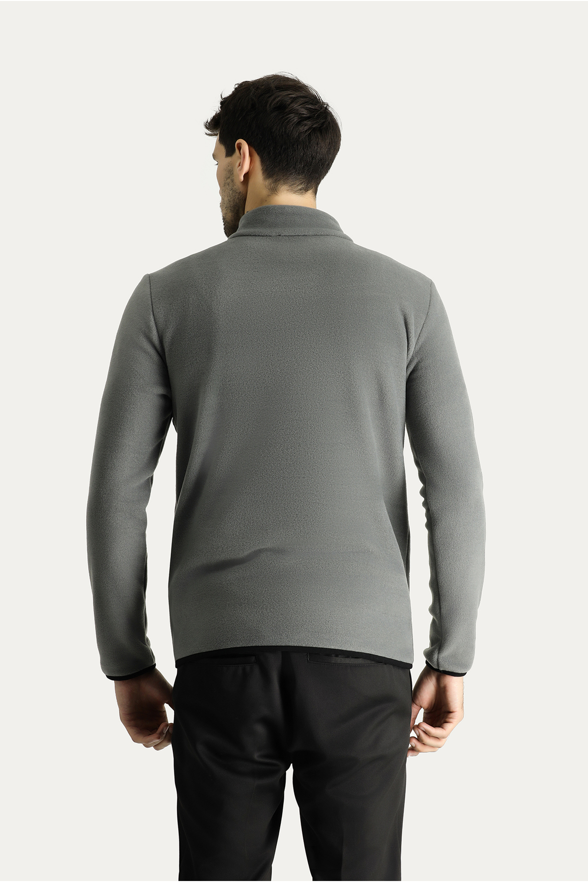 Kiğılı Dik Yaka Yarım Fermuarlı Soğuk Geçirmez Tüylenme Yapmayan Cep Detaylı Polar Sweatshirt görsel 4