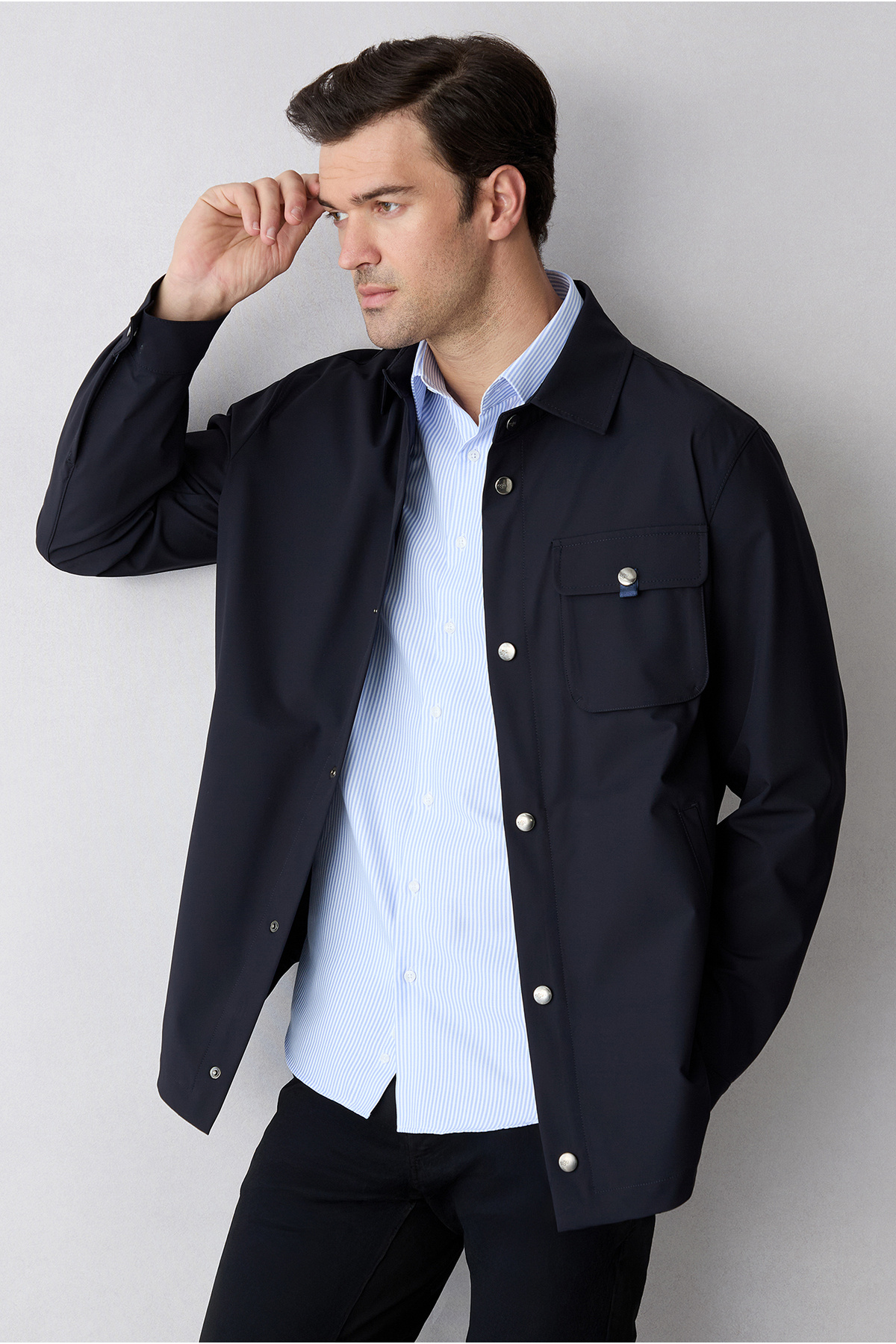 Kiğılı Uzun Kol Slim Fit Çizgili Klasik Yaka Pamuklu Kolay Ütülenebilir Gömlek görsel 6